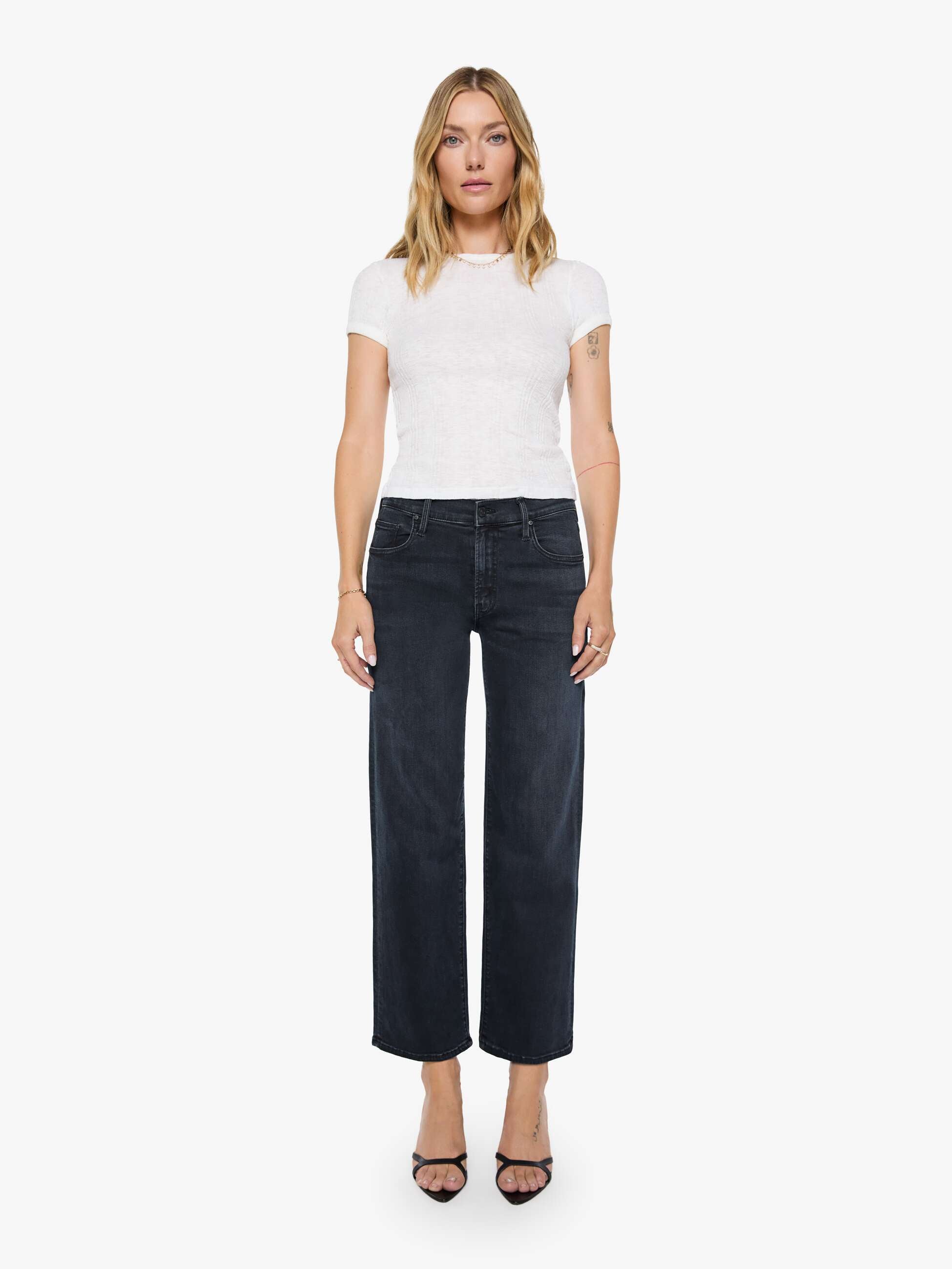 Mother Mid Rise Zip Rambler Ankle Jeans Dunkelblau