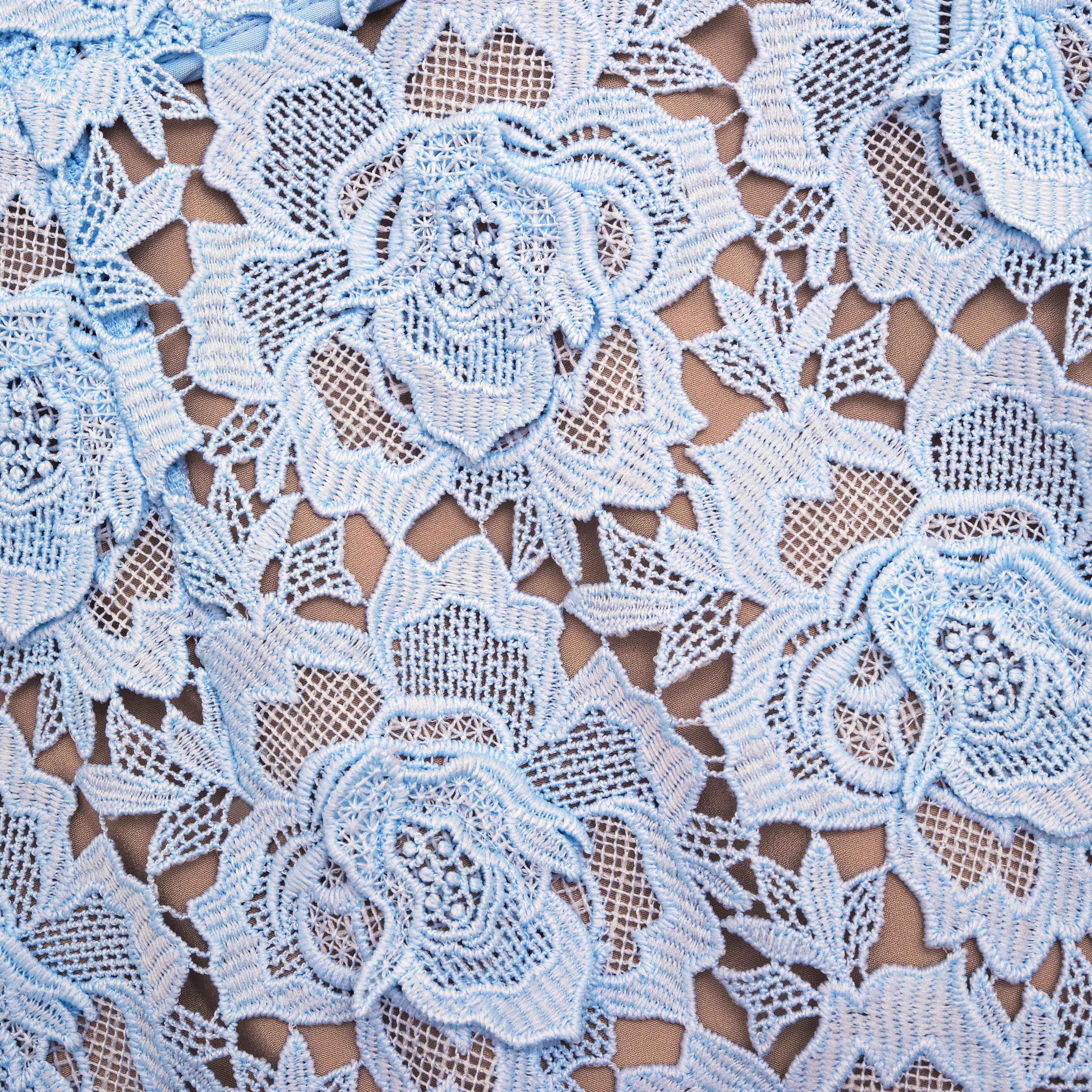 Self Portrait Blue Flower Lace Midikleid Blau Spitze