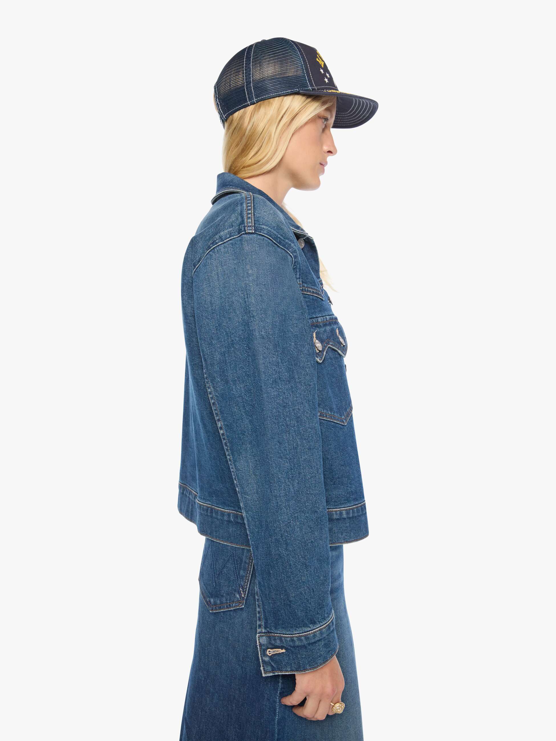 Mother Sawtooth Jeansjacke Bucka-Who Dunkelblau Denim