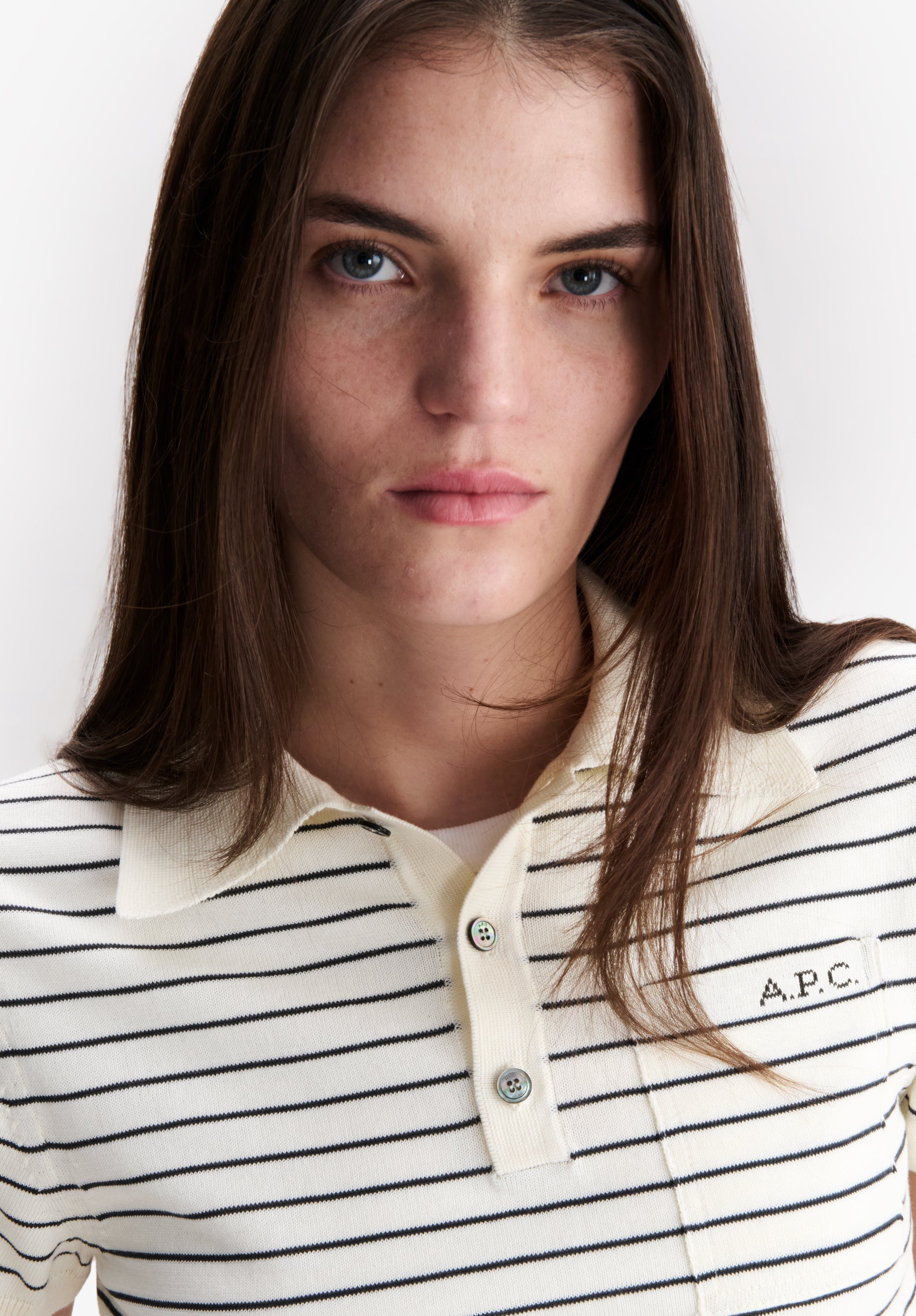 A.P.C. Polohemd ecru gestreift figurbetont XS-XL