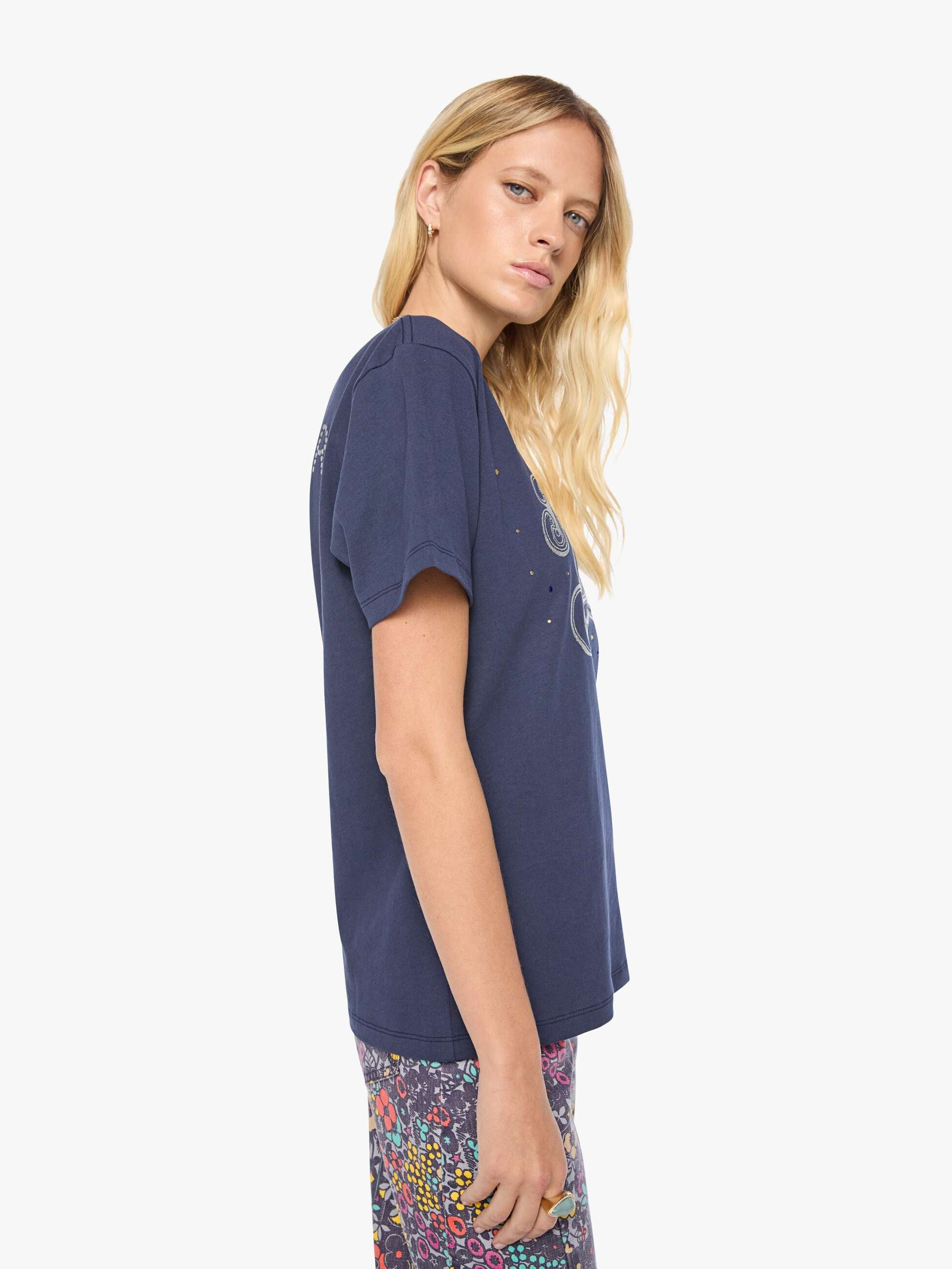 Mother The Rowdy T-Shirt Moonbeam Saloon Navy Oversize