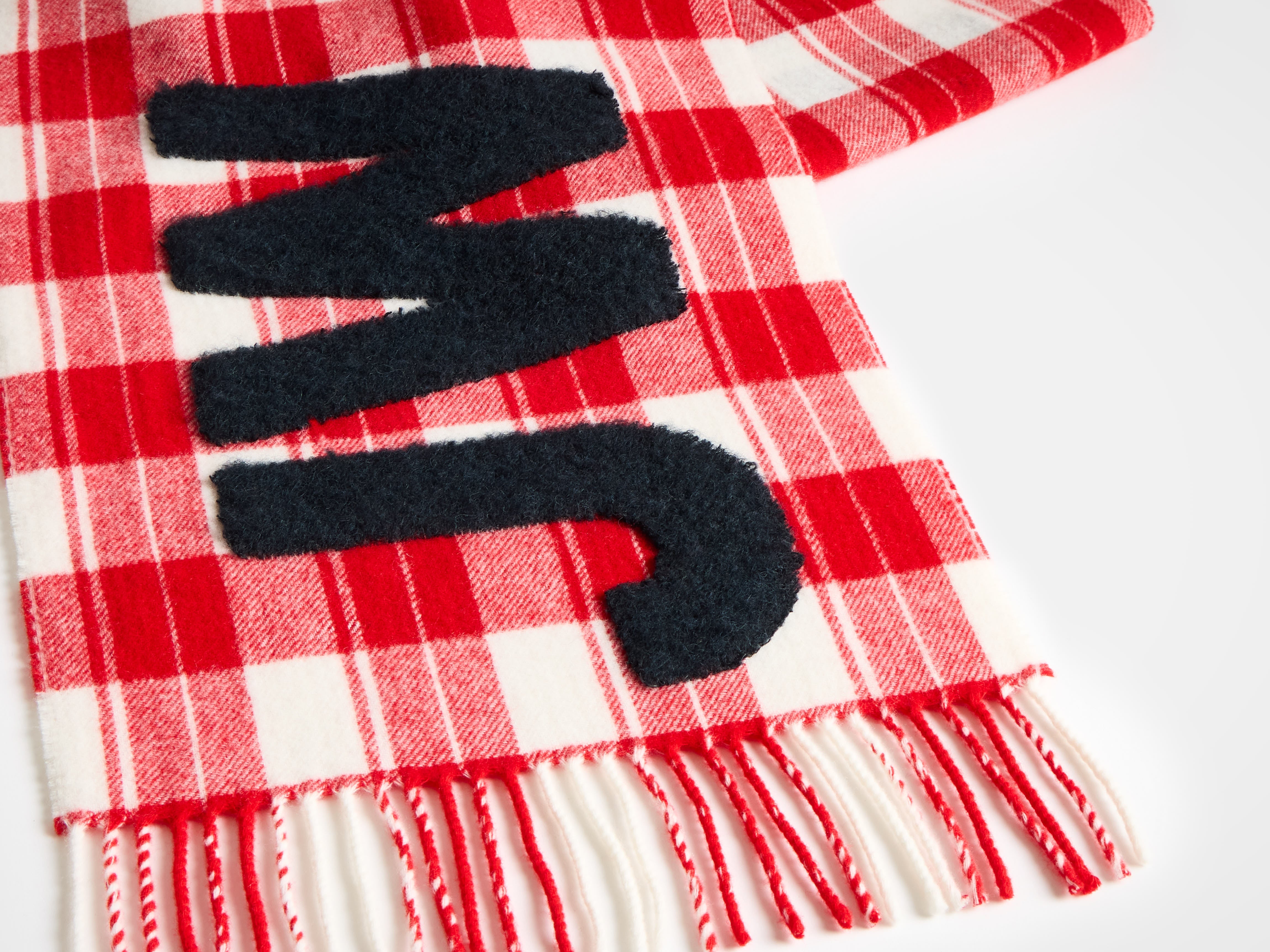 J.W.Anderson Checkered Logo Schal Rot-Weiß