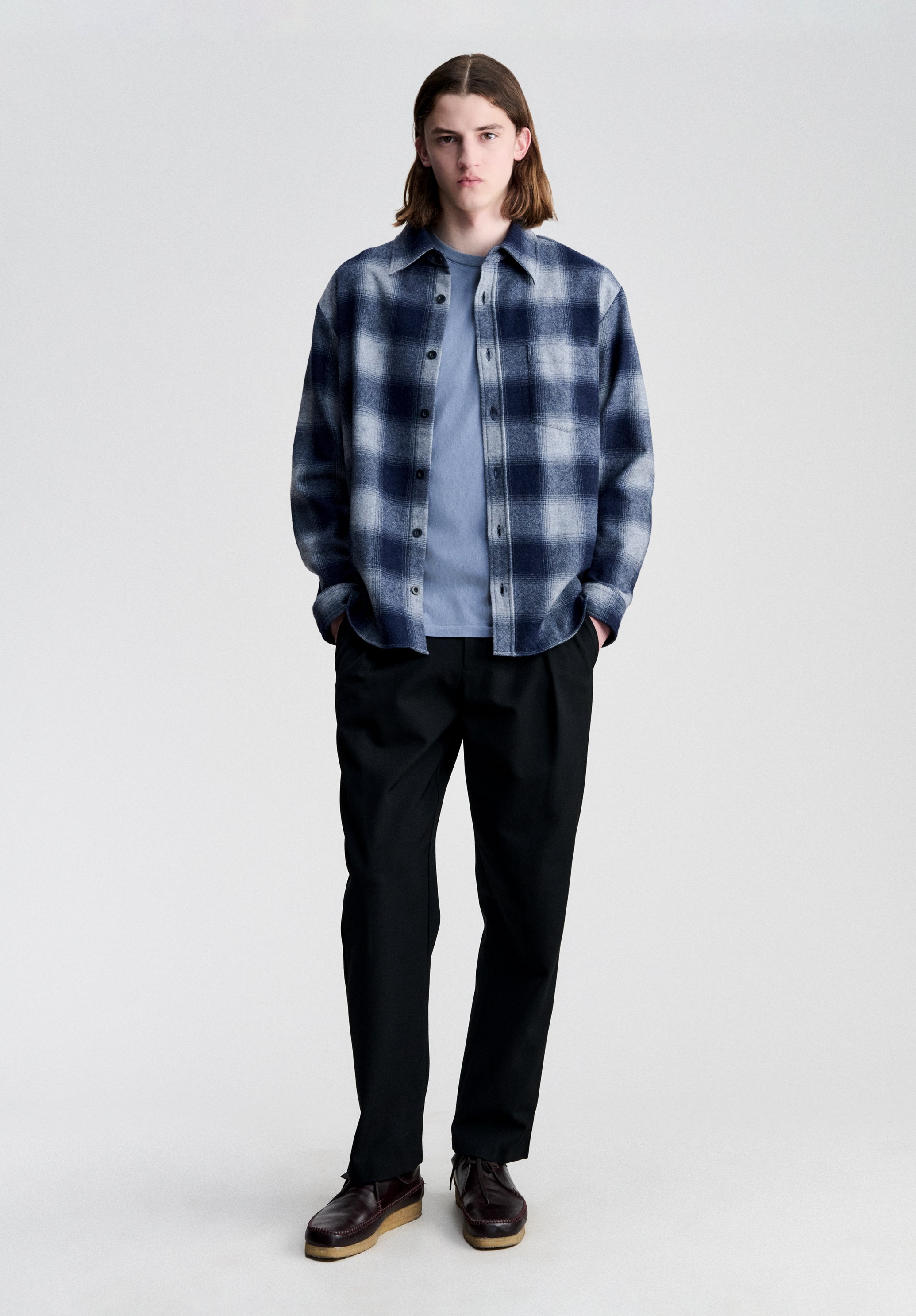 A.P.C. Shirts Overshirt kariert hellgrau Woll-Overshirt