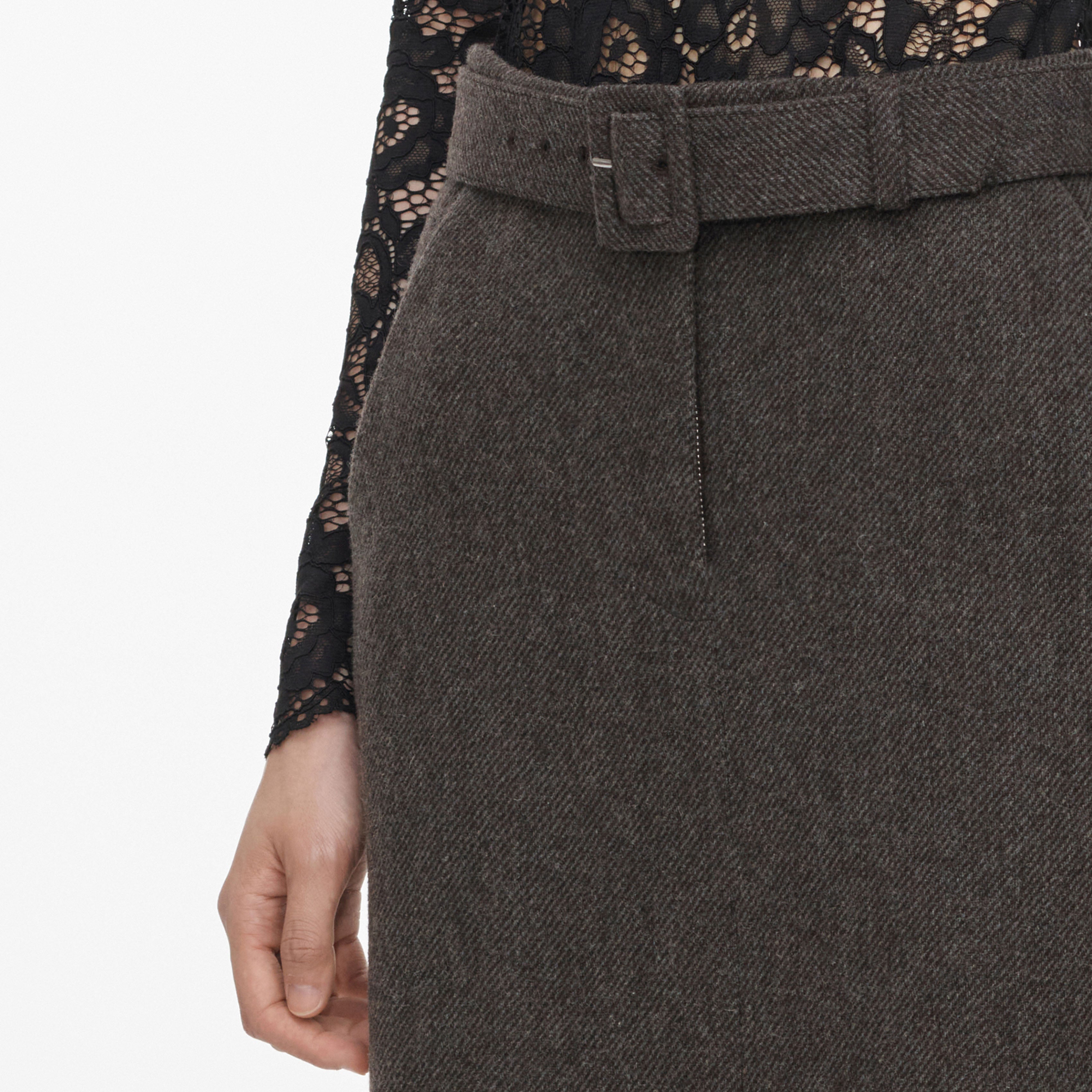 Self Portrait Brown Wool Midi Rock mit Schlitz und Gürtel