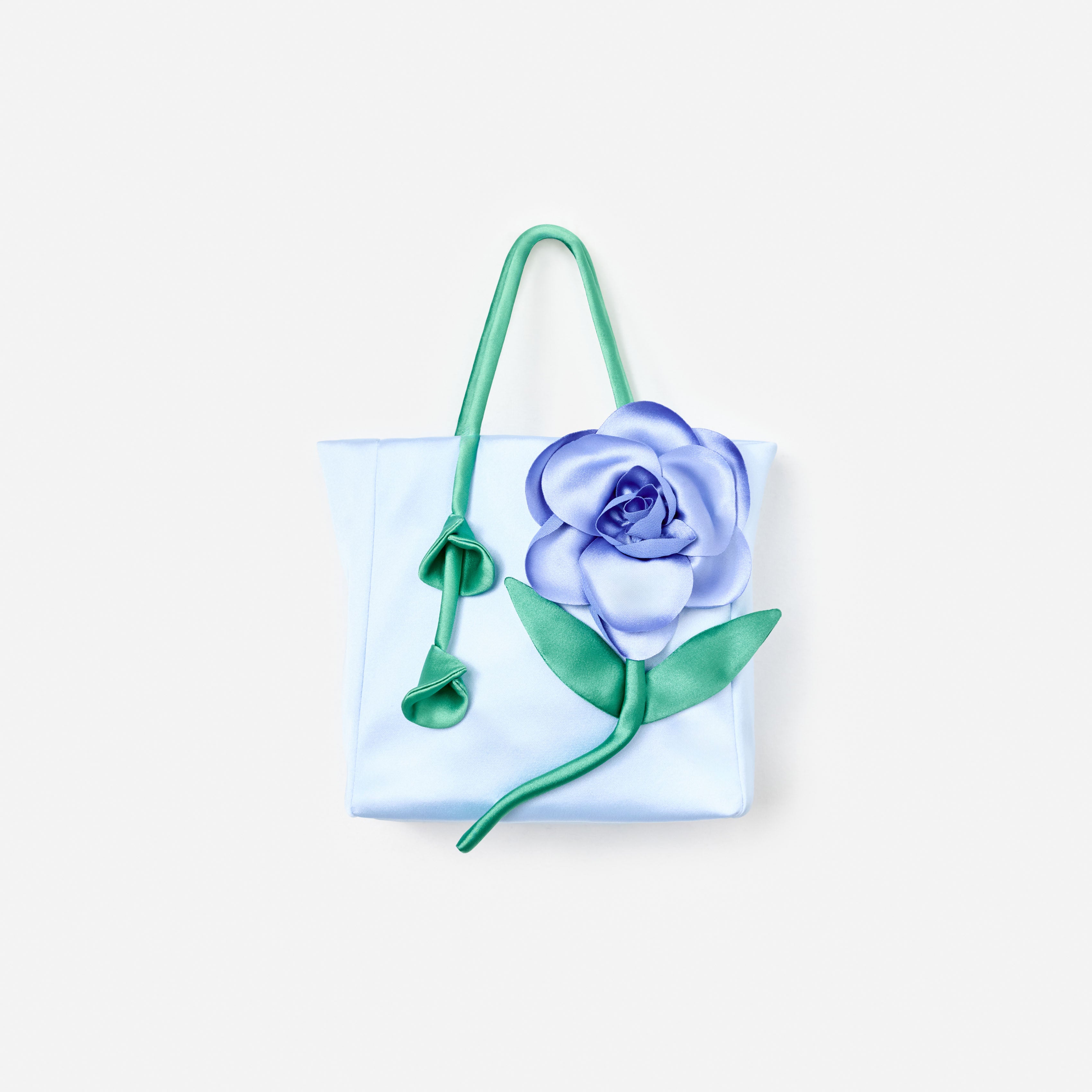 Self Portrait Blue Taffeta 3D Flower Tasche Blau