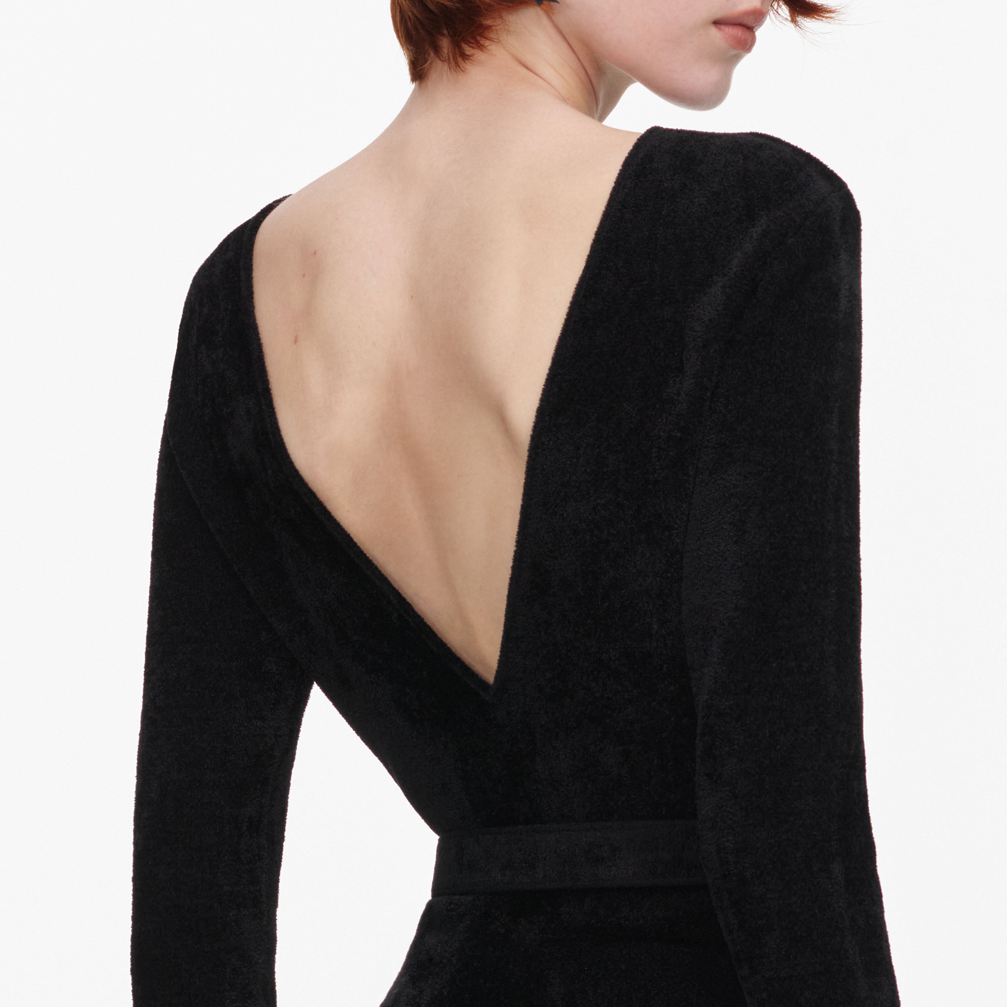 Self Portrait Black Chenille Feather Top Schwarz S Strick Federn