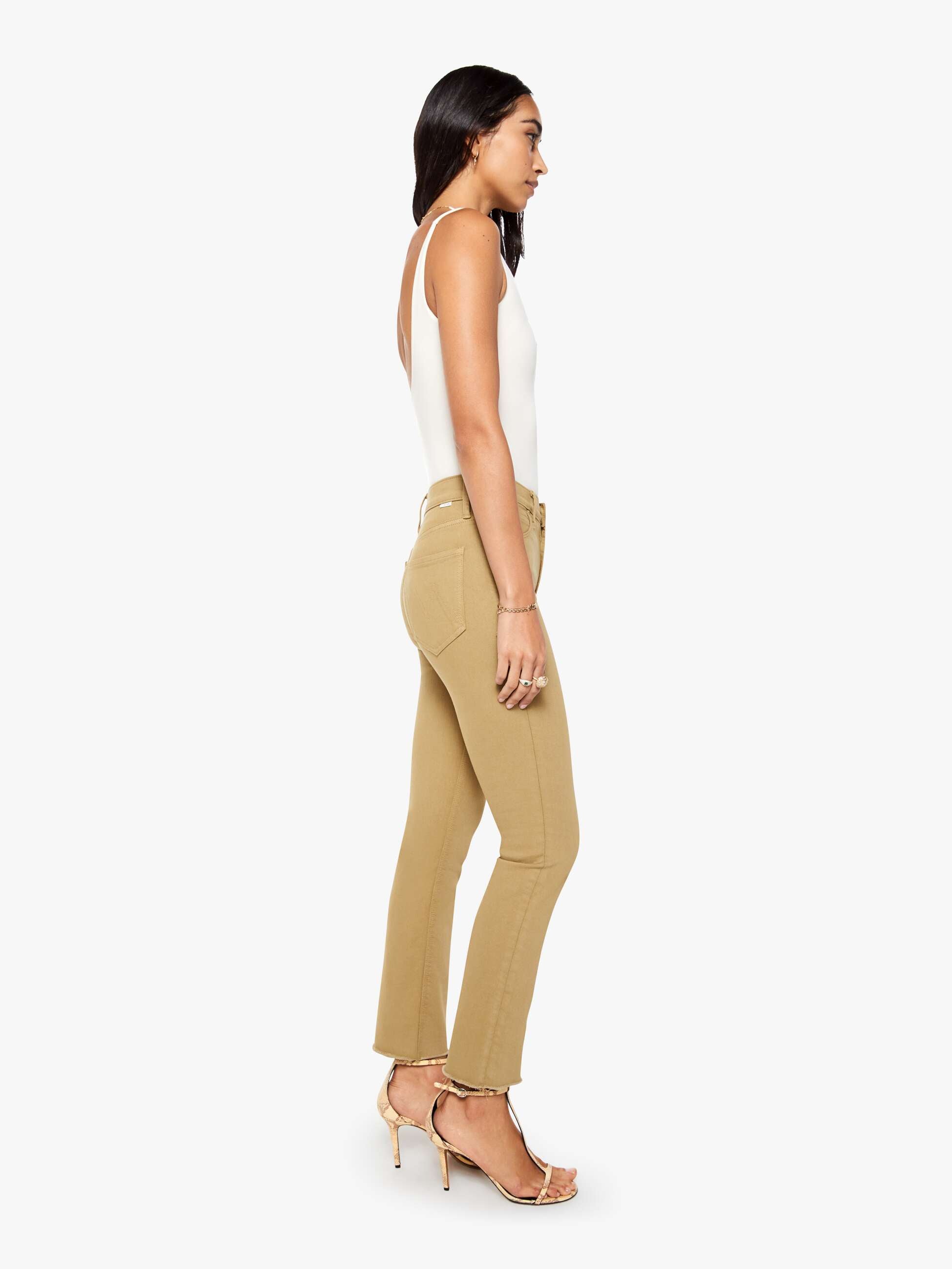 Mother The Mid Rise Dazzler Ankle Fray Jeans Prairie Sand