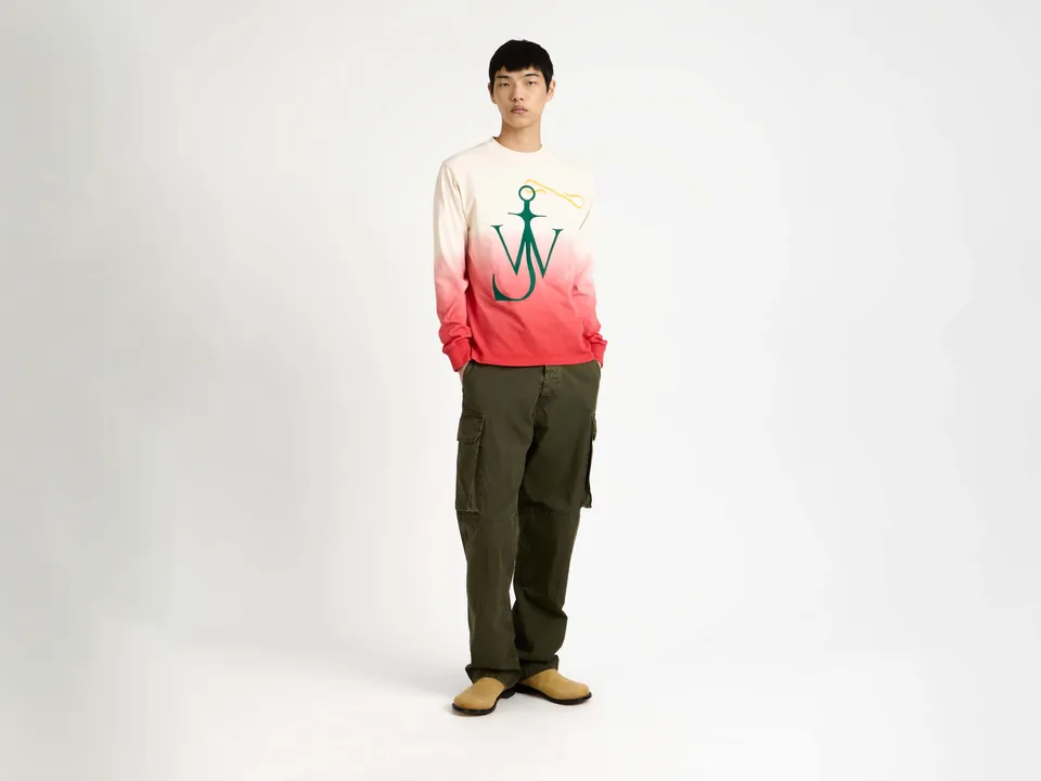 J.W.Anderson Dip Dye Anchor Longsleeve Off-White/Red Herren
