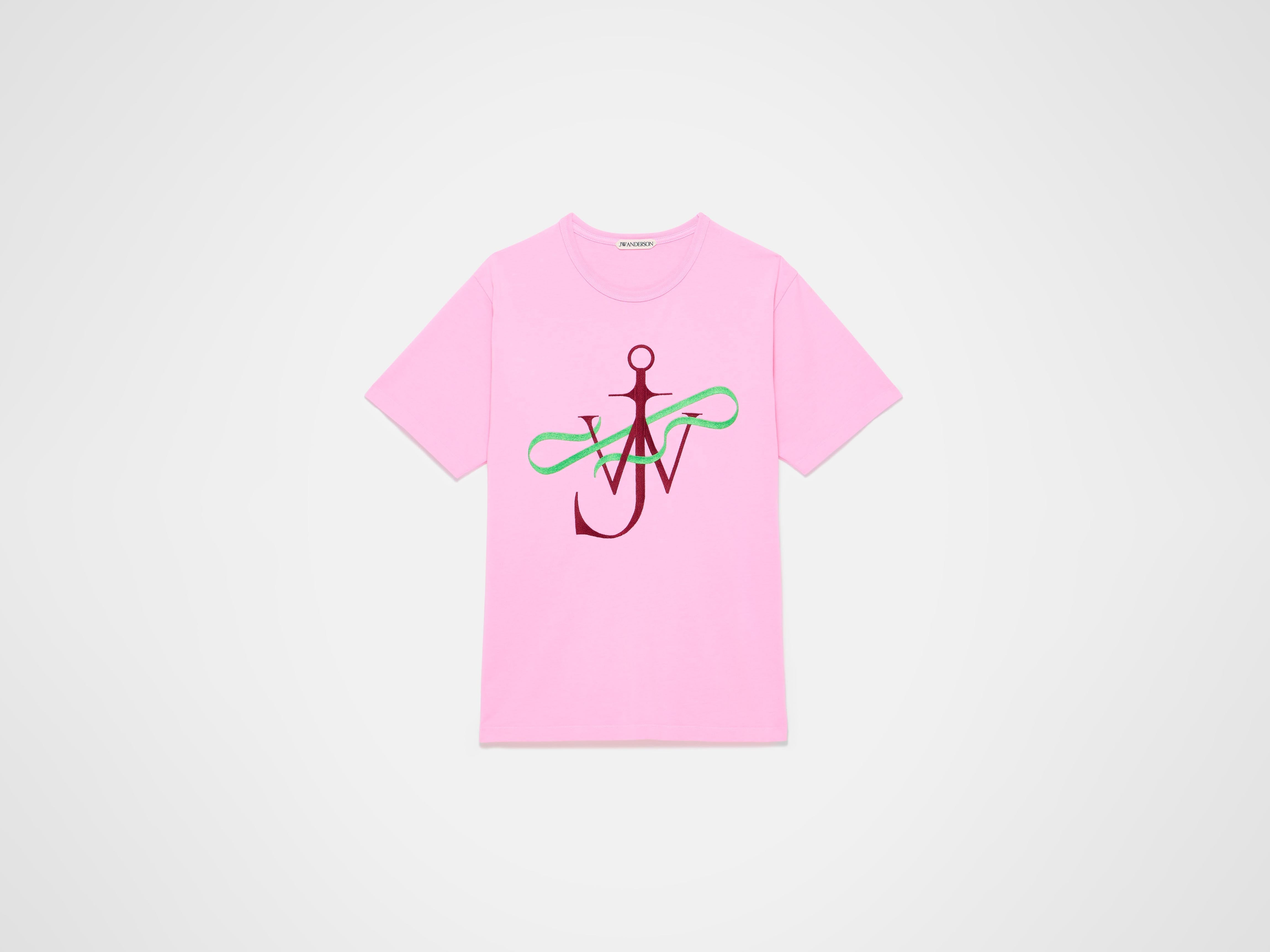 J.W.Anderson Ribbon Anchor T-Shirt Herren Pink Jersey Stickerei