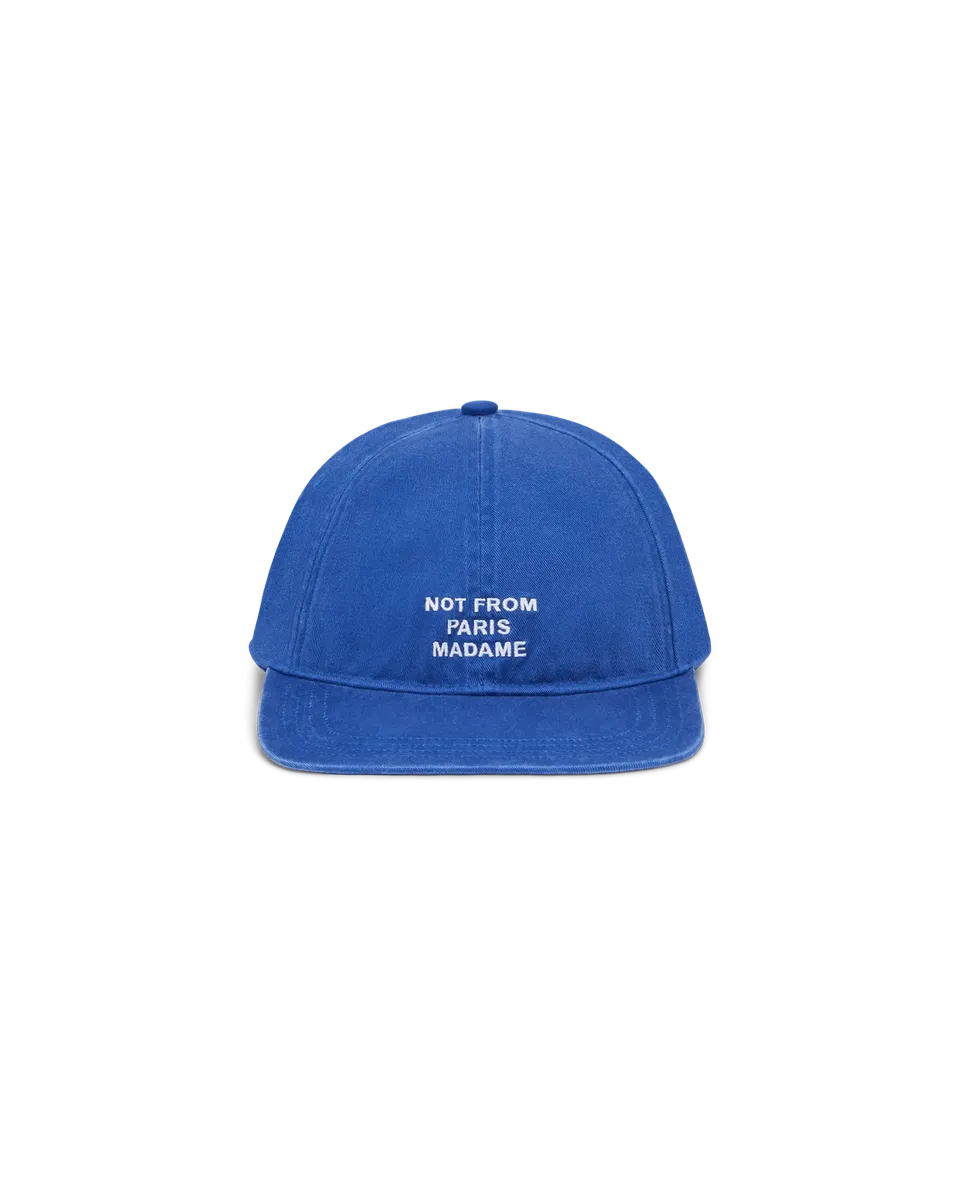 Drôle De Monsieur Flat Slogan Cap Cap Blau OS Baumwolle