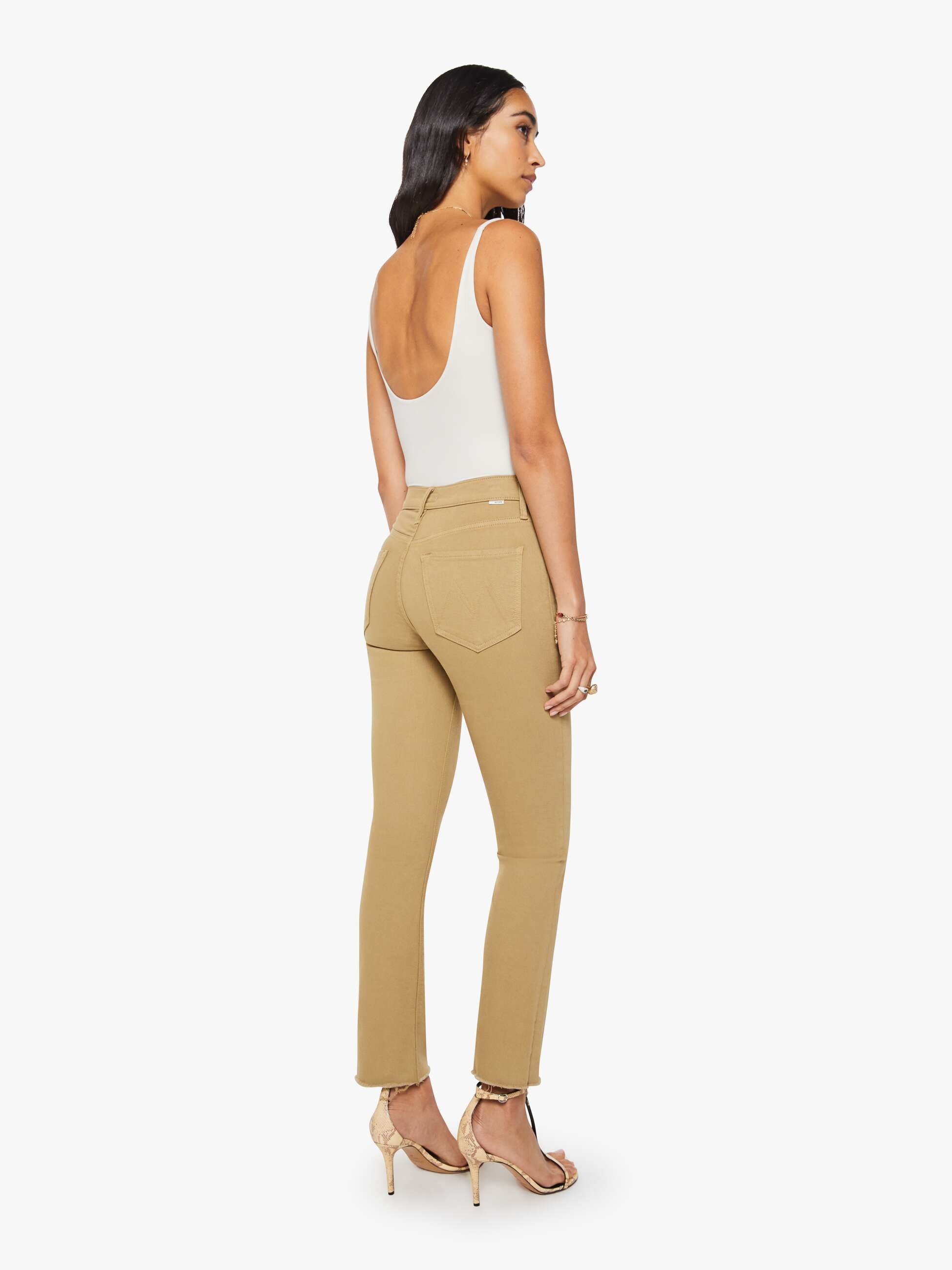 Mother The Mid Rise Dazzler Ankle Fray Jeans Prairie Sand