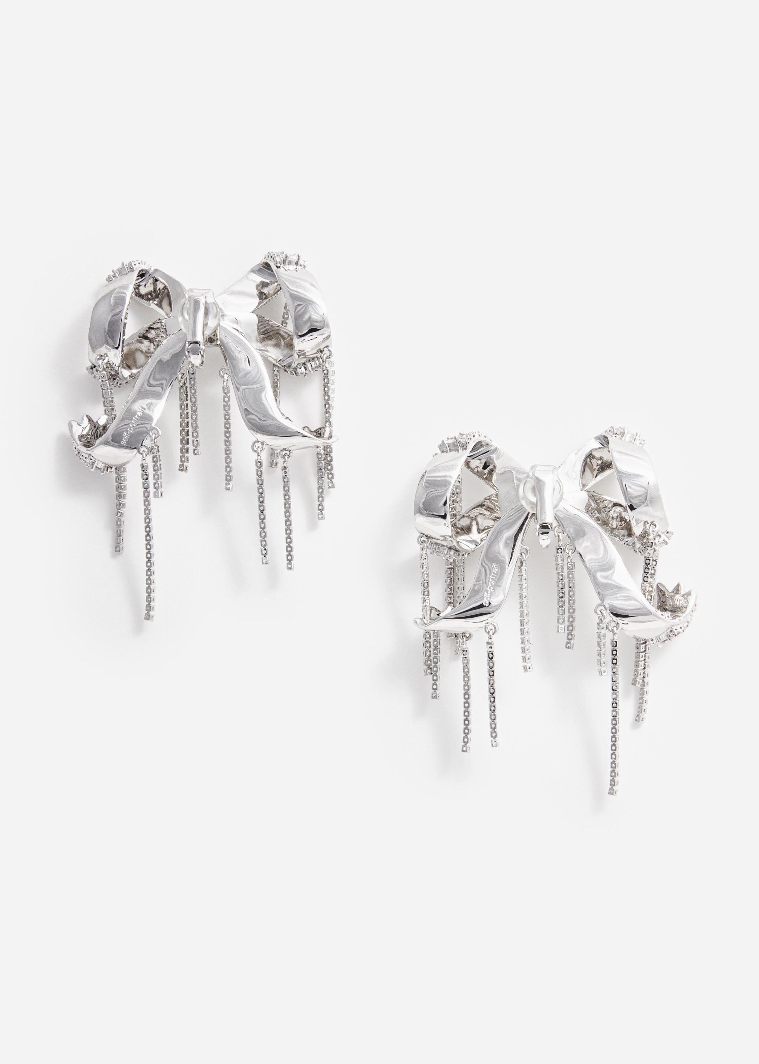 Self Portrait Bow Ohrringe Silber Kristall One Size Clip