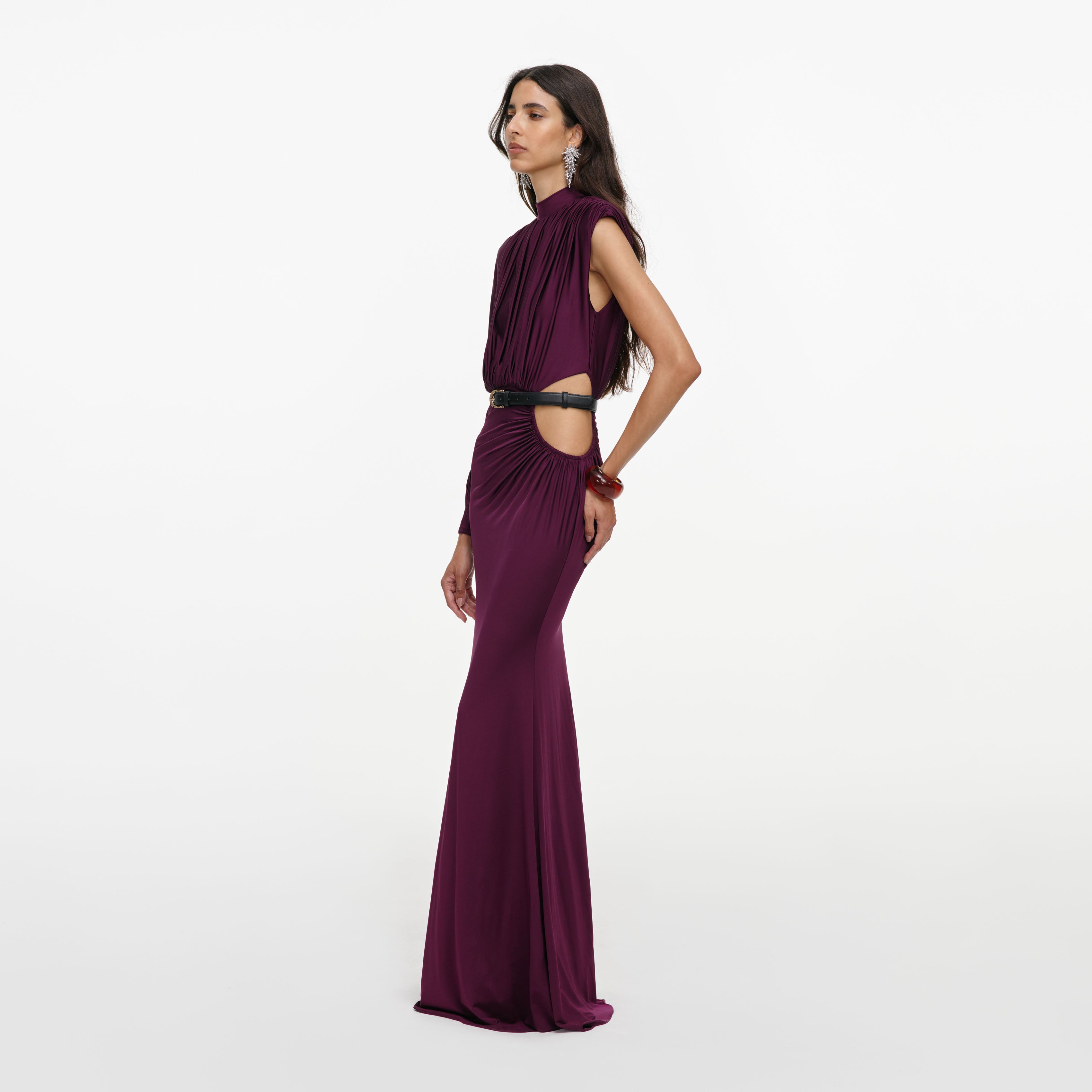Self Portrait Dresses Purple Jersey Maxi Dress Lila Cut-out