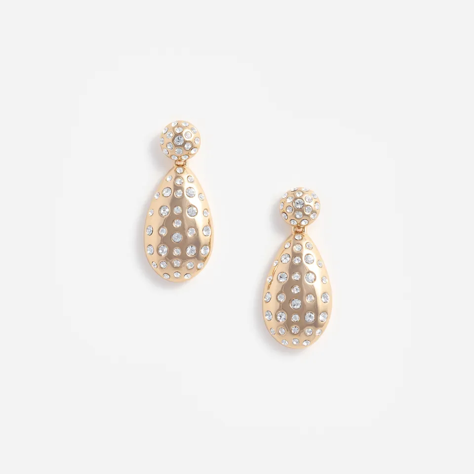 Self Portrait Gold Crystal Drop Earrings Ohrringe gold