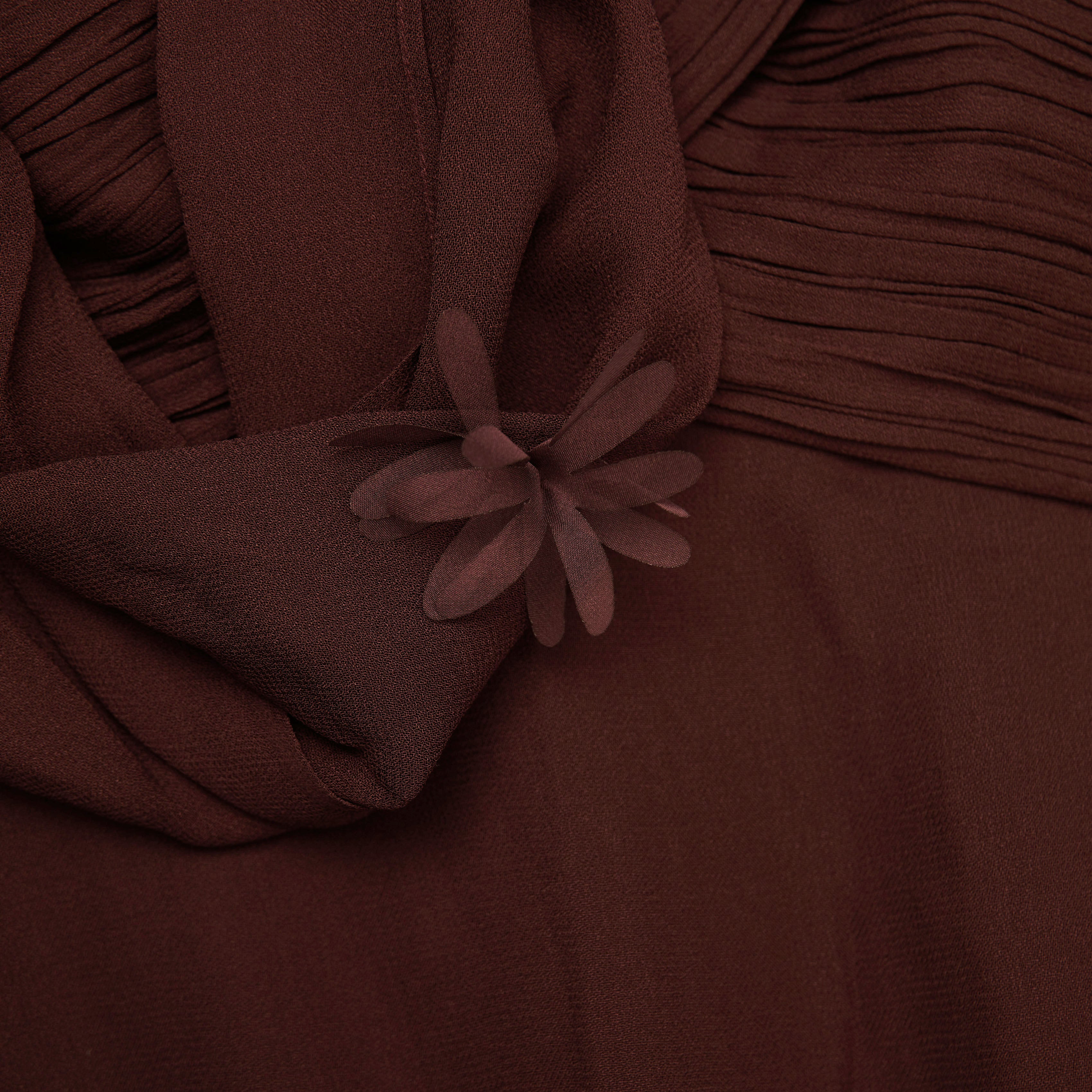Self Portrait Brown Georgette Flower Maxikleid Braun UK 6