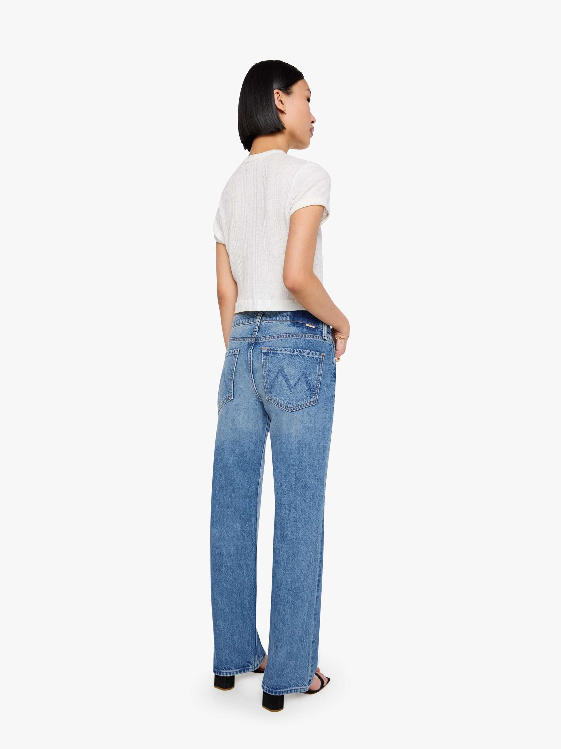 Mother Lil Reifler Petite Jeans Early Blue Mittelblau