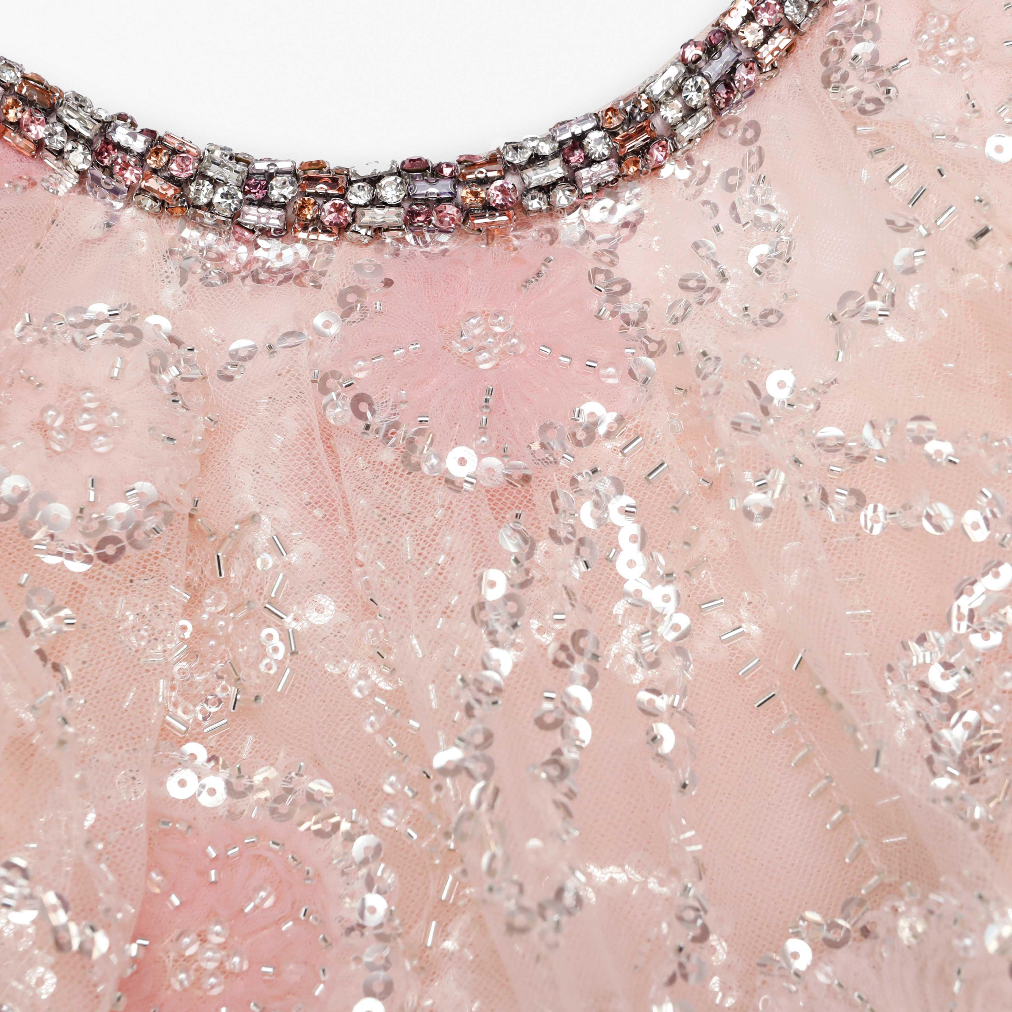 Self Portrait Pailletten Midikleid Rosa Cape Strass