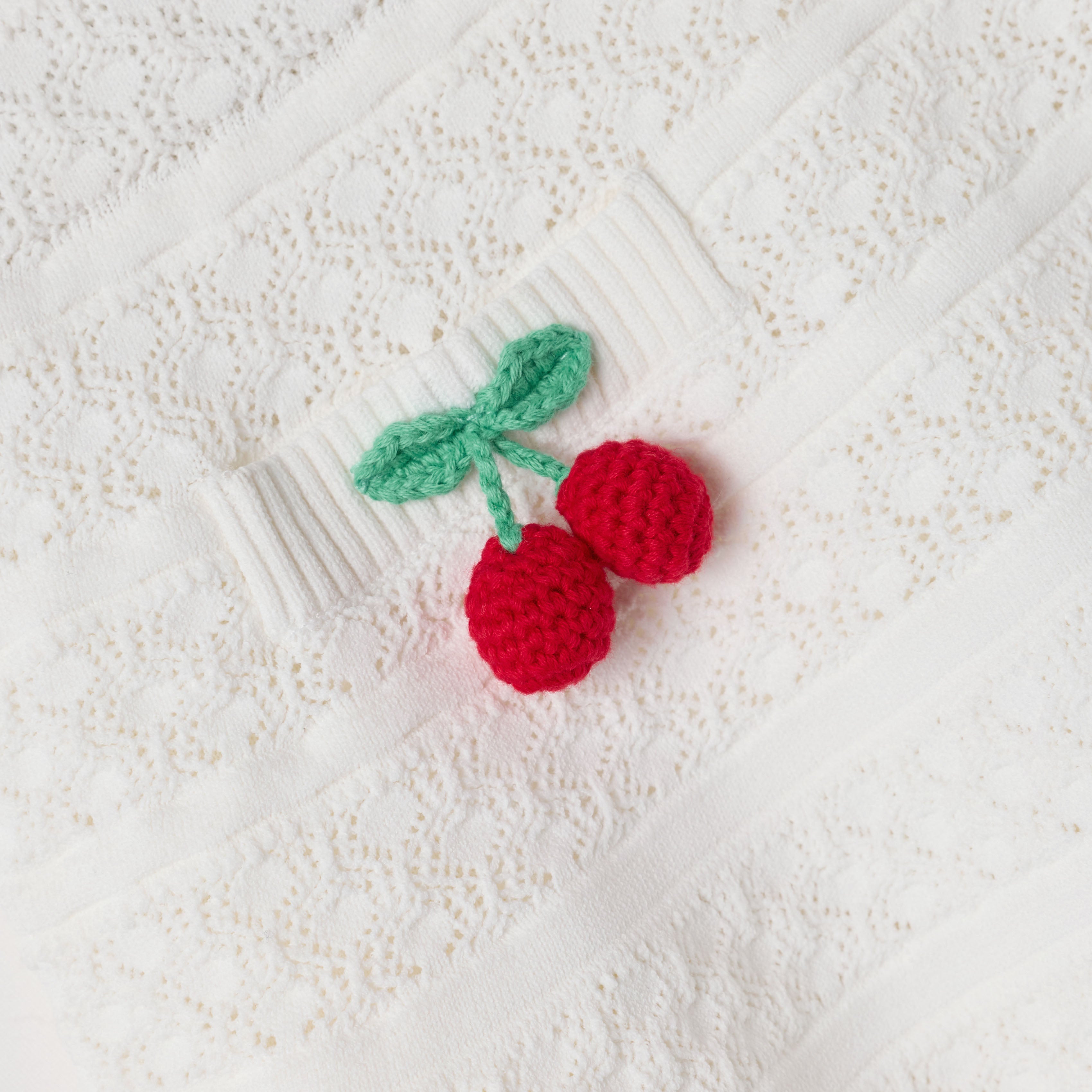 Self Portrait Cream Cherry Strickrock weiß Kinder Kirsche