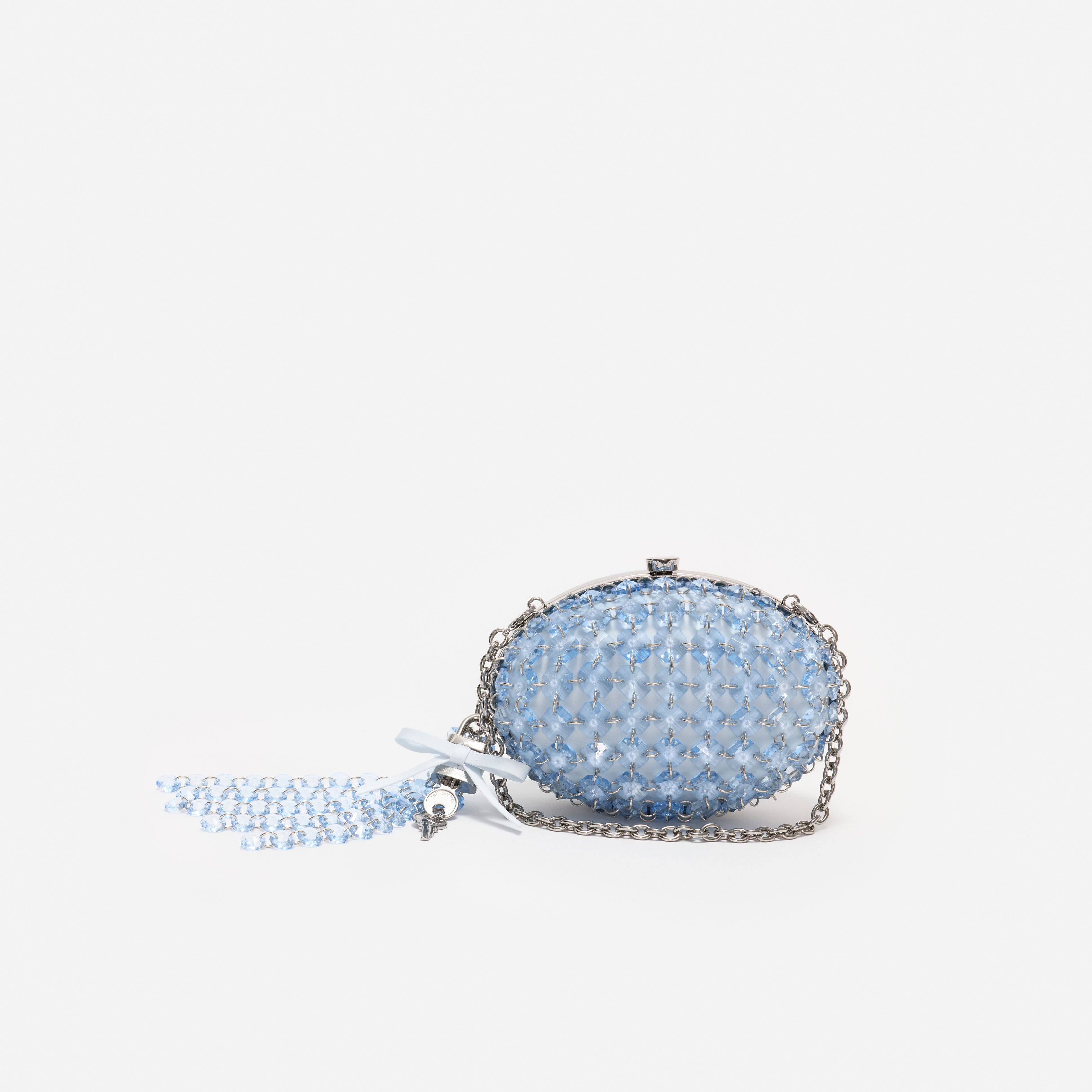 Self Portrait Oval Crystal Chain Clutch Tasche Blau Kristall