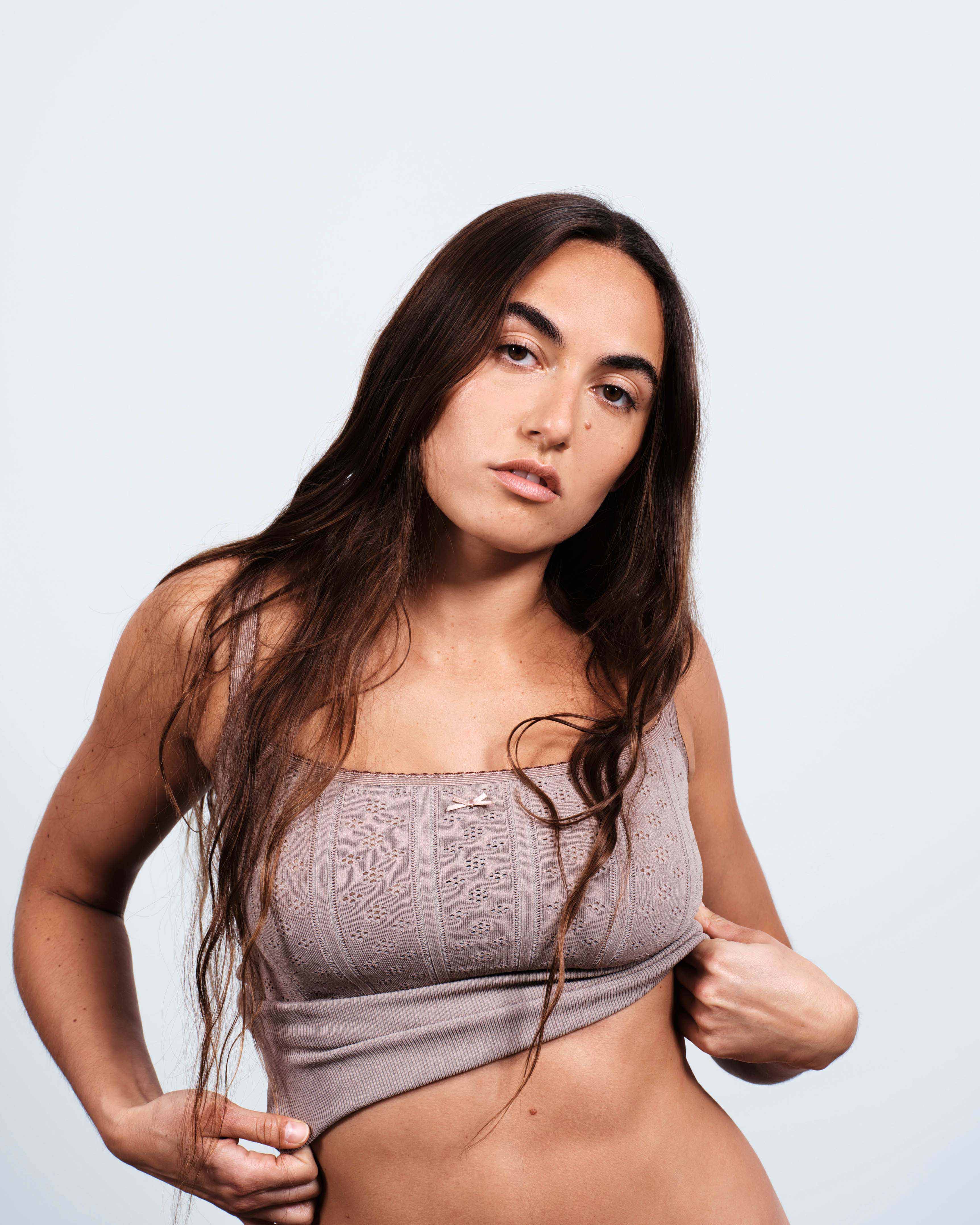 J.W.Anderson Knitwear Pointelle Cami Top Taupe Viskose