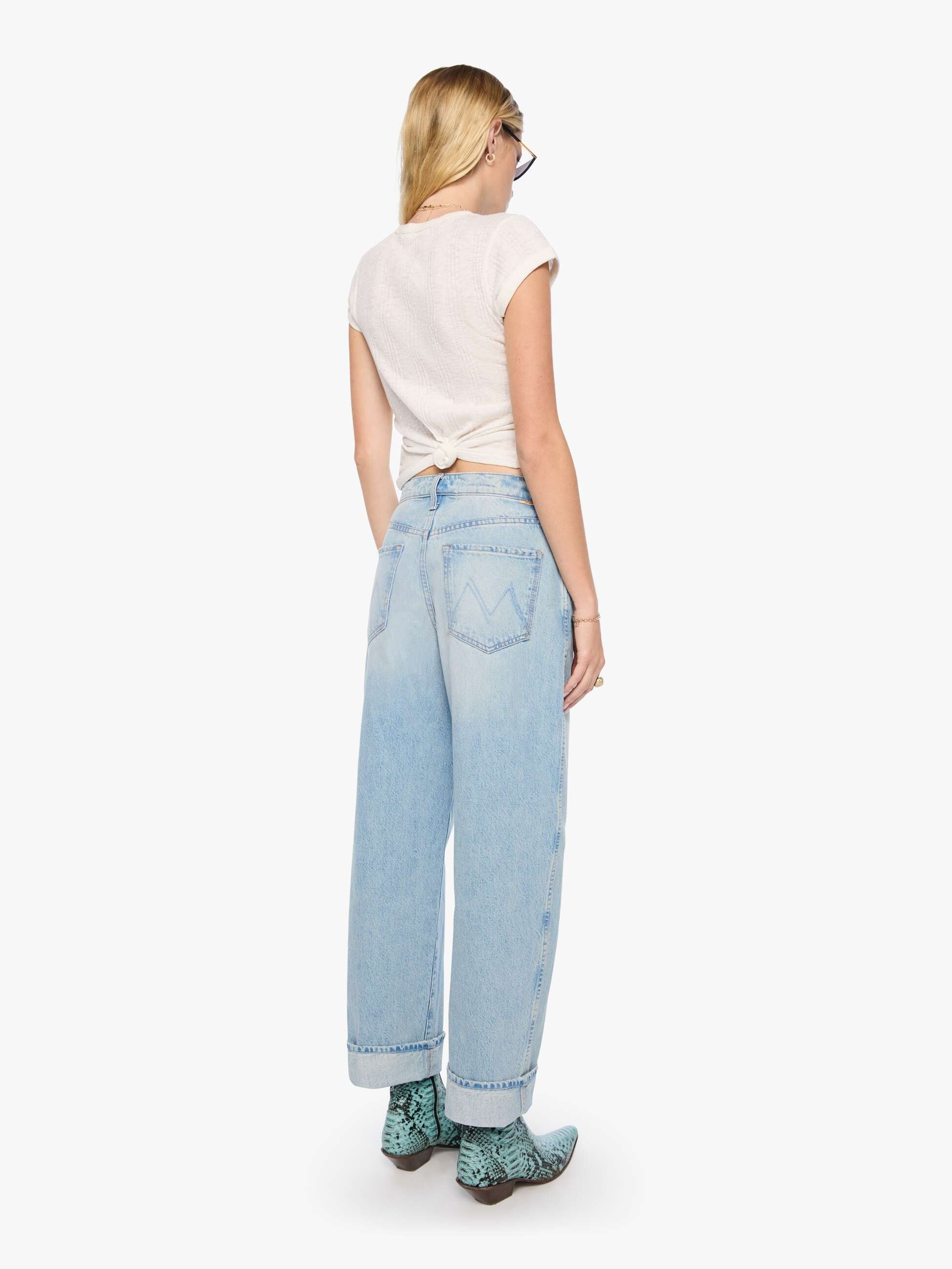 Mother Delinquent Ankle Cuff Out Of This World Jeans Hellblau