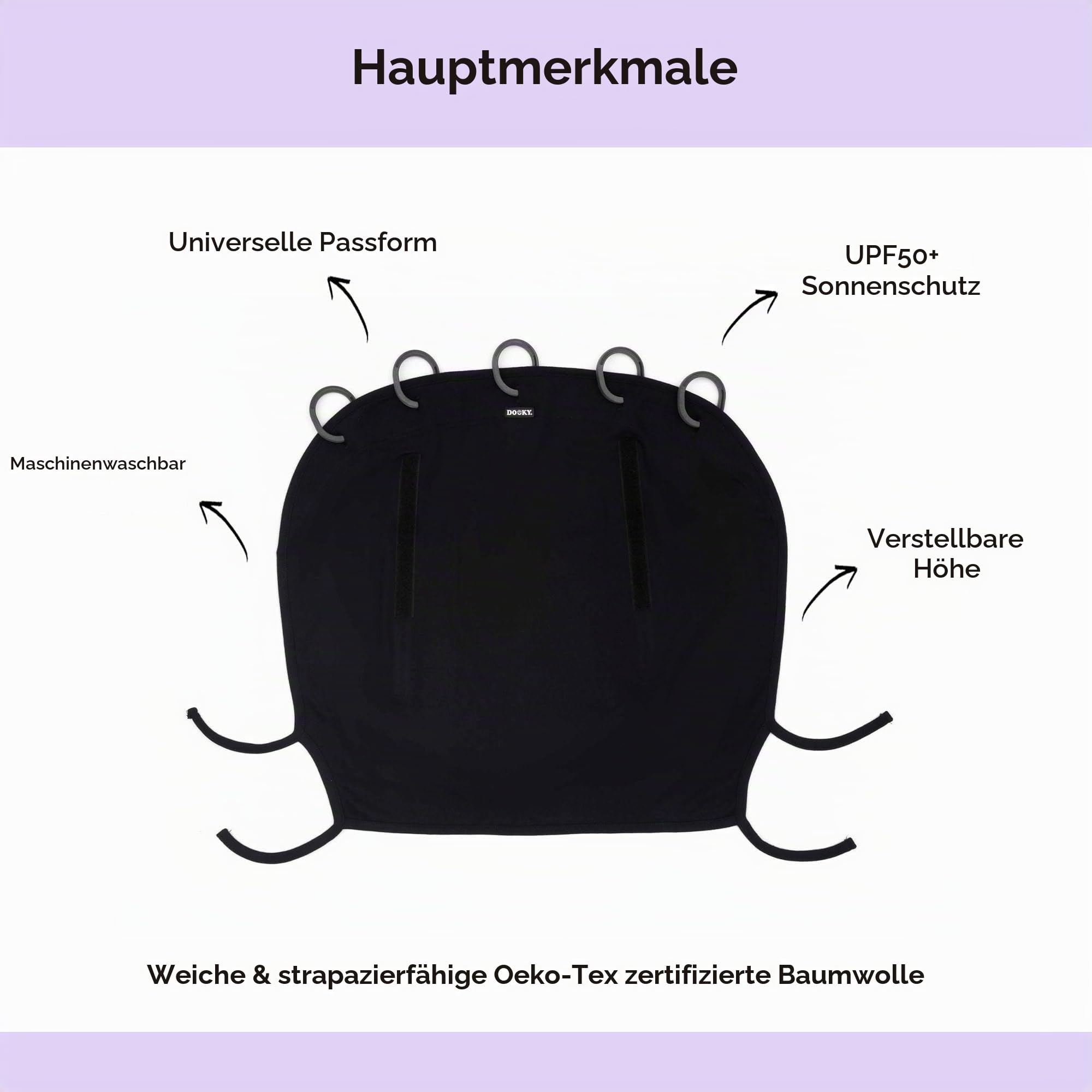 Dooky Universal Cover Sonnensegel Kinderwagen Black UPF50+