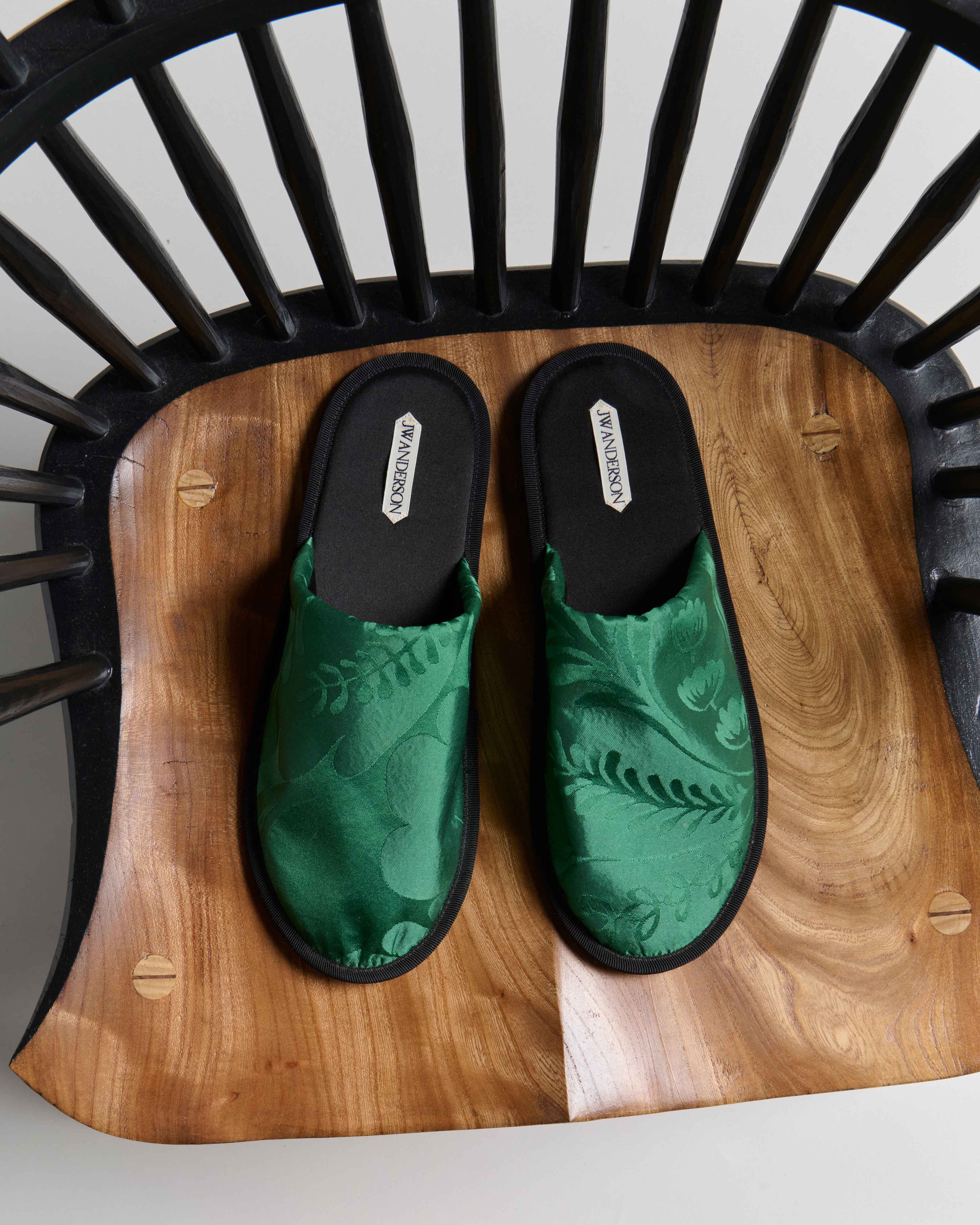 J.W.Anderson Close Toe Slides Pantoletten Smaragd Seide