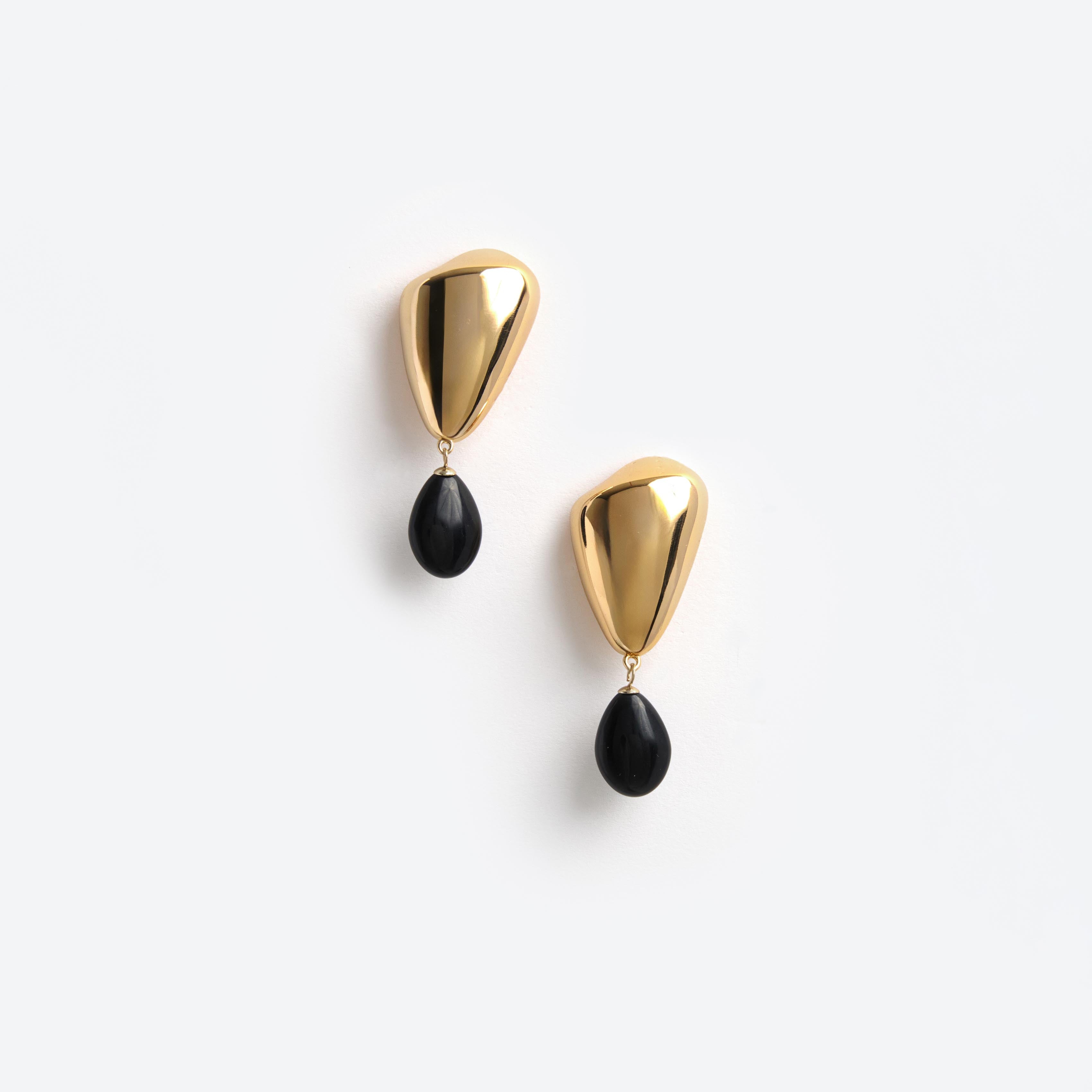 Self Portrait Gold Droplet Ohrringe Gold Schwarz 7,1cm