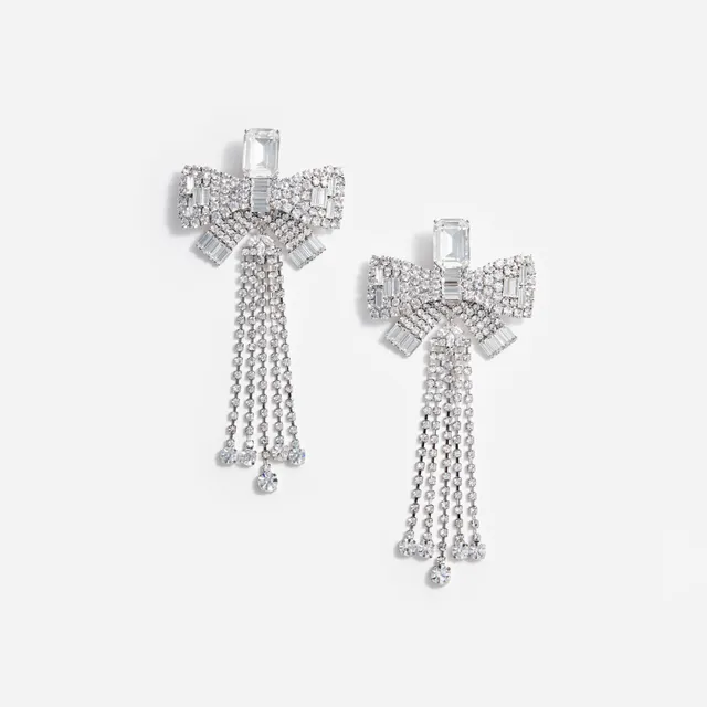 Self Portrait Crystal Bow Ohrringe Silber Schleife Kristall