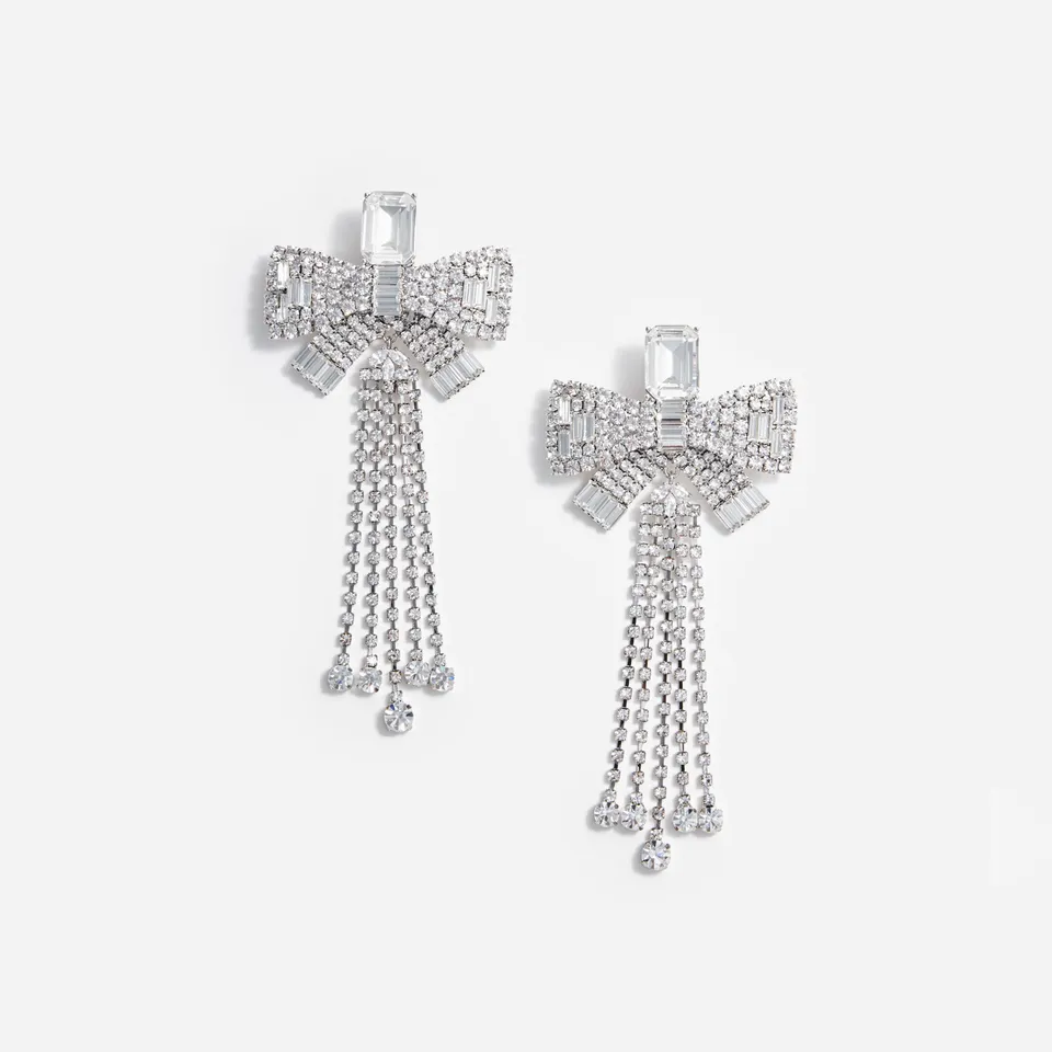 Self Portrait Crystal Bow Ohrringe Silber Schleife Kristall
