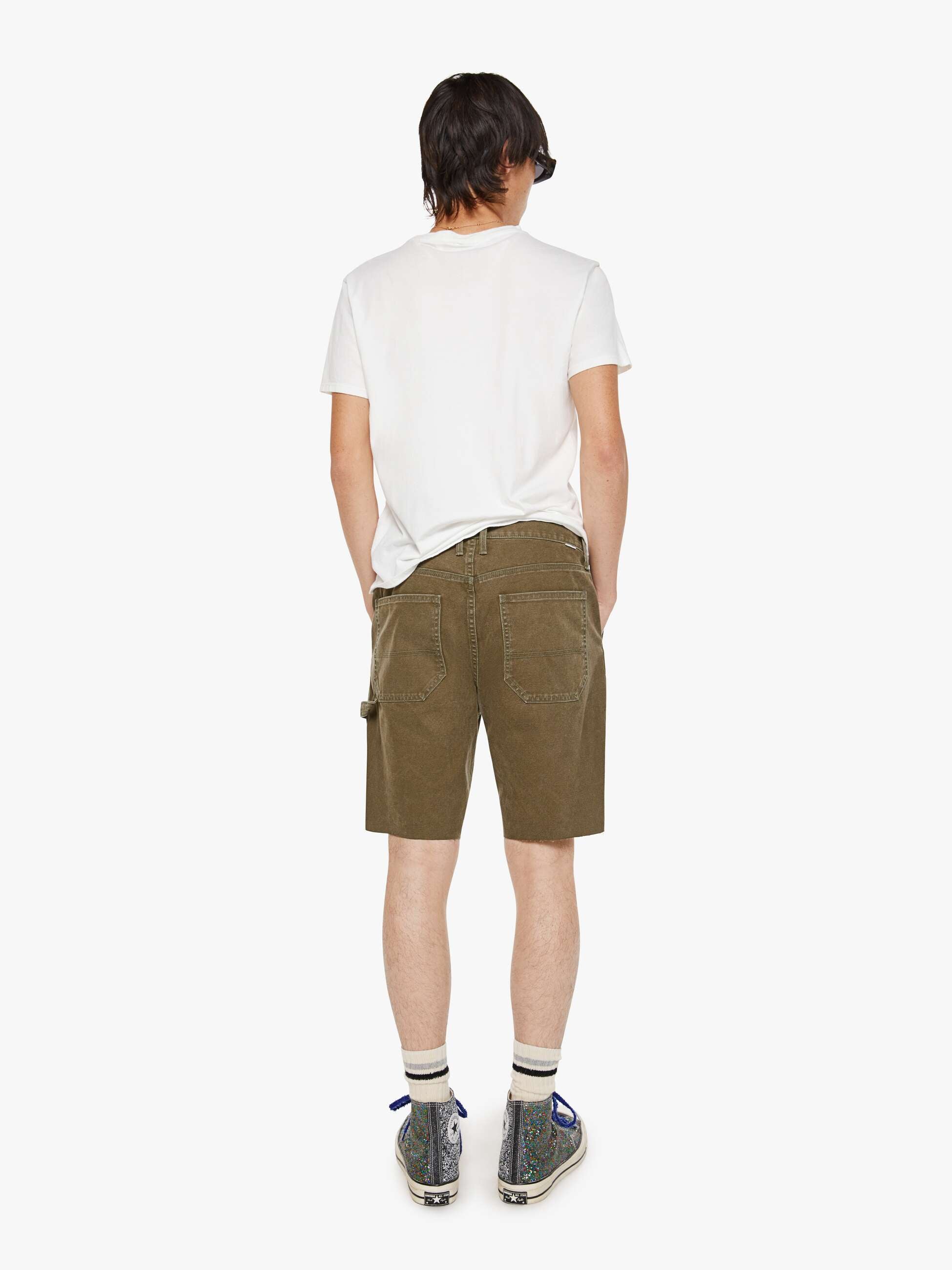 Mother The Bee's Knees Short Fray Shorts Olive Baumwolle