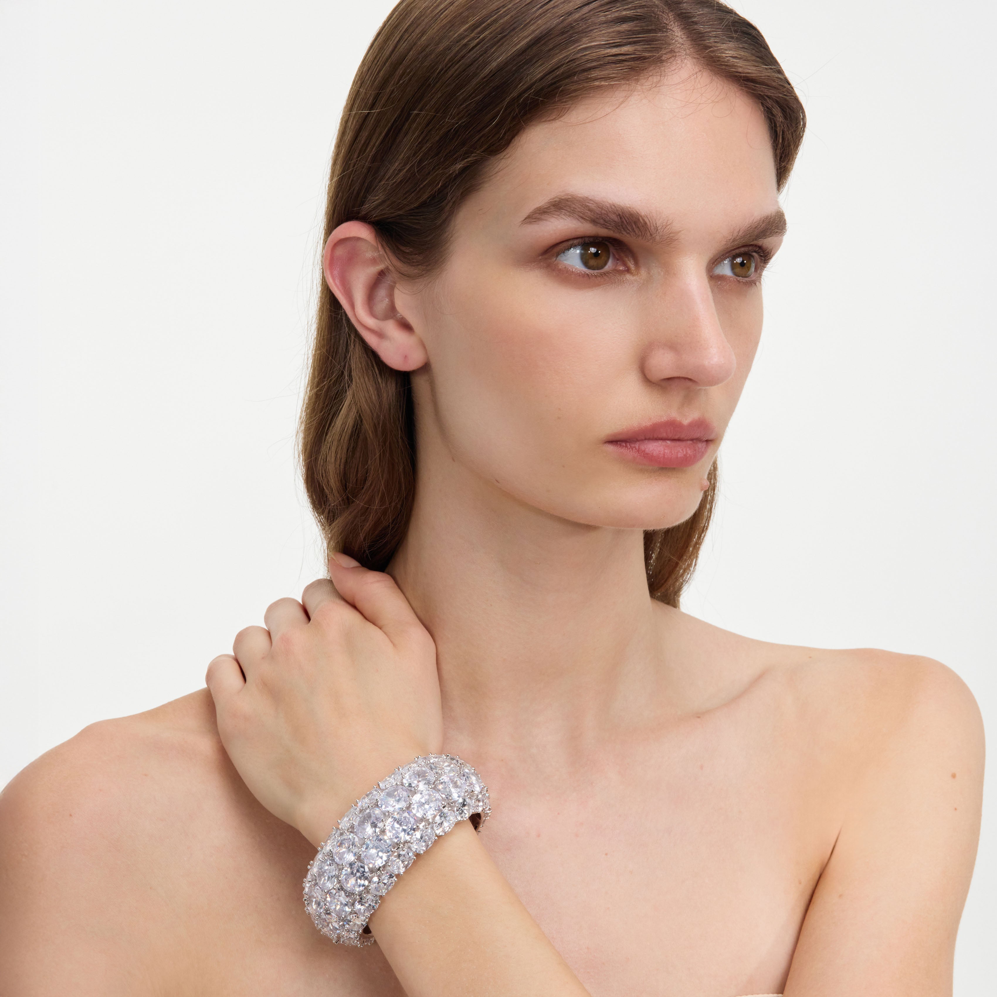 Self Portrait Silver Multi Crystal Bracelet Silber Armband