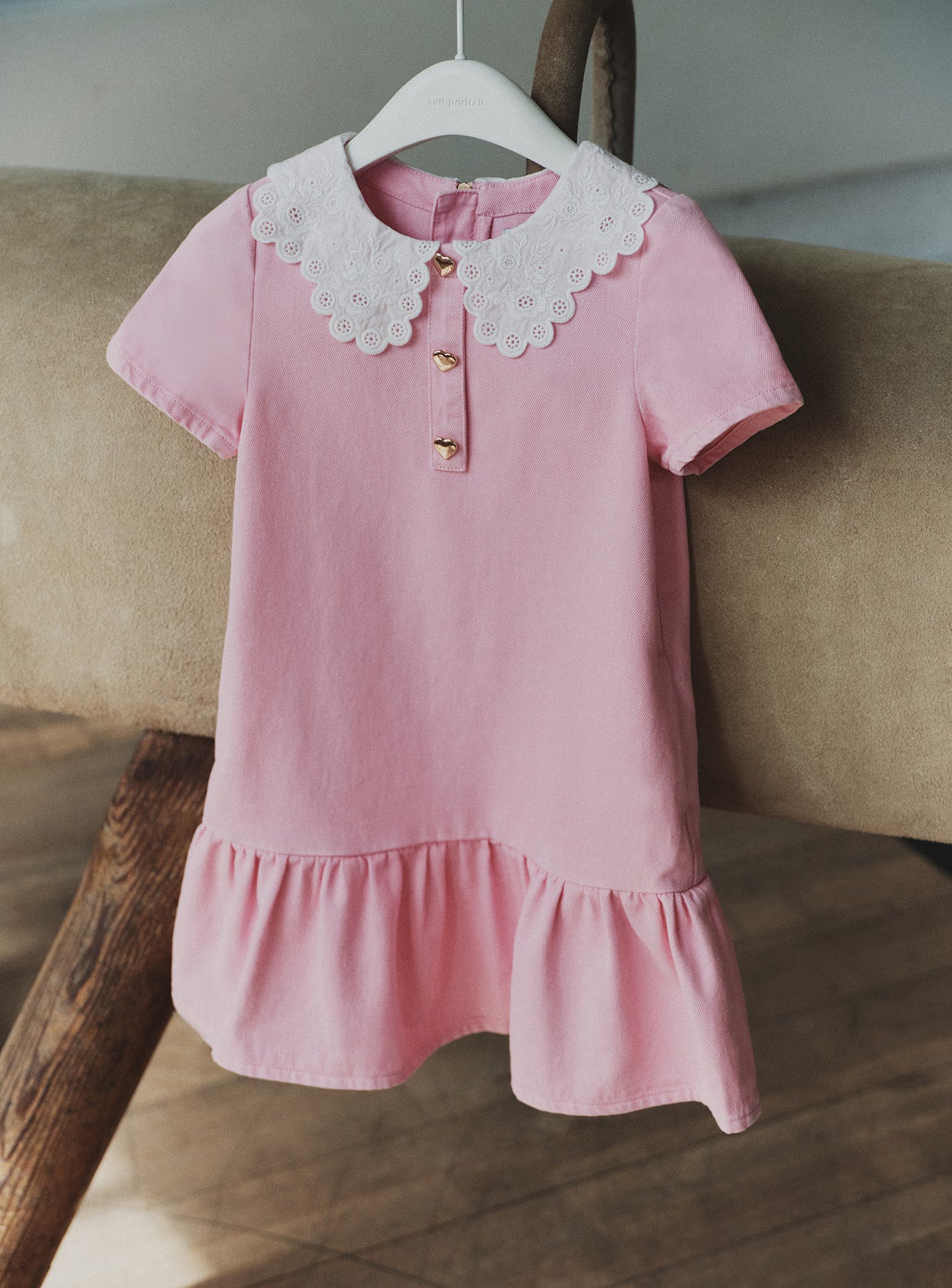 Self Portrait Pink Denim Kinderkleid Rosa Jeans