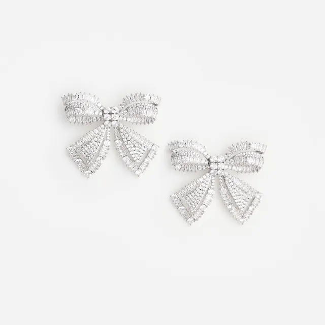 Self Portrait Crystal Bow Ohrringe Silber One Size Kristall