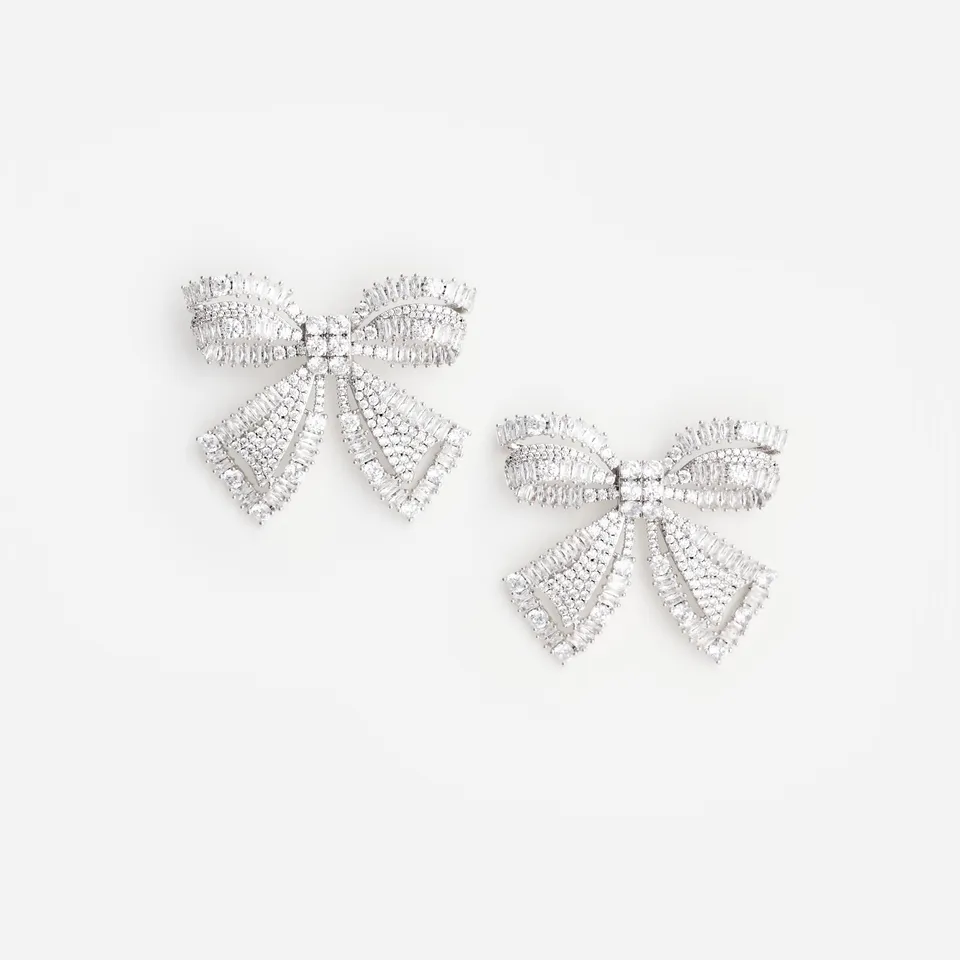 Self Portrait Crystal Bow Ohrringe Silber One Size Kristall