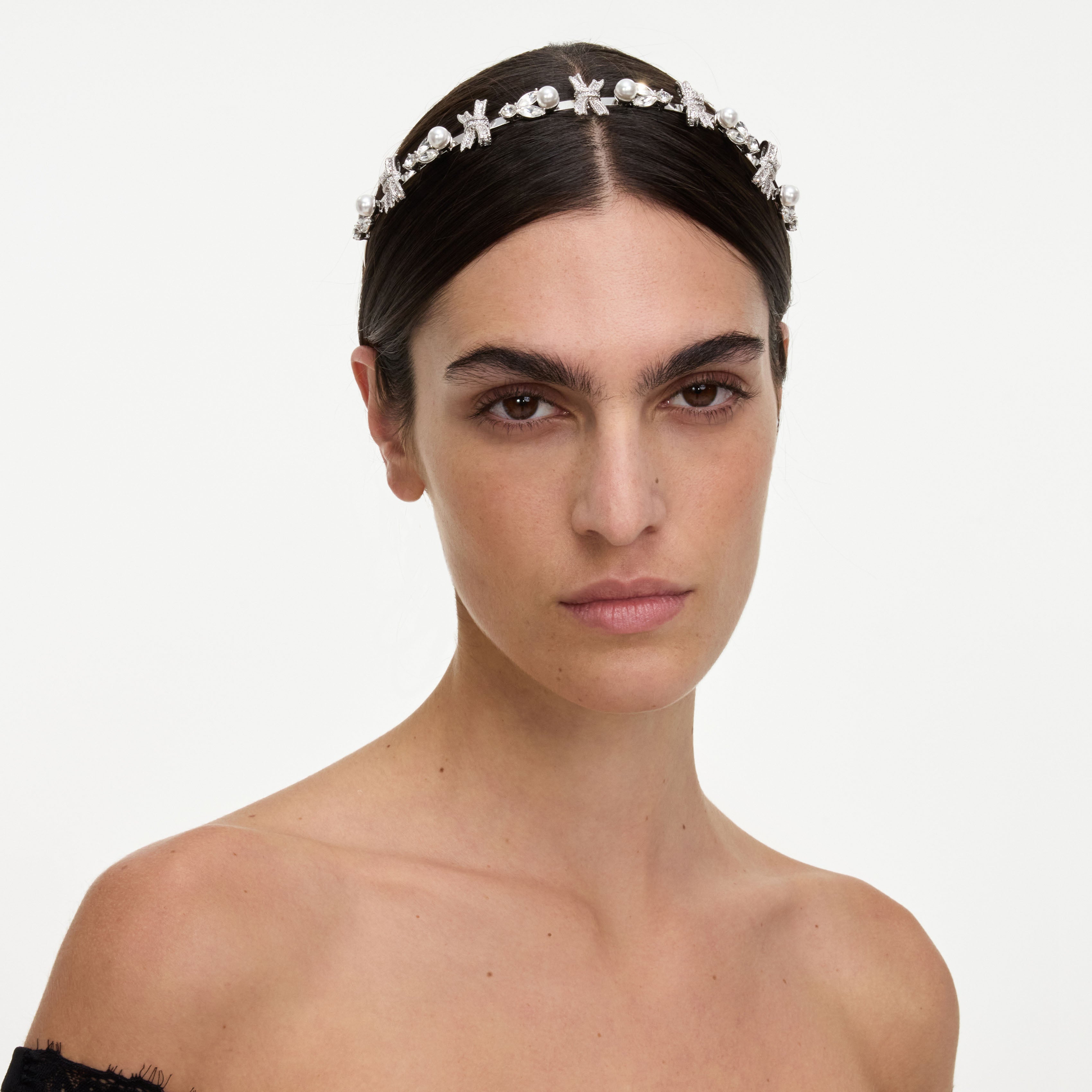 Self Portrait Crystal Bow Headband Haarreif One Size Satin