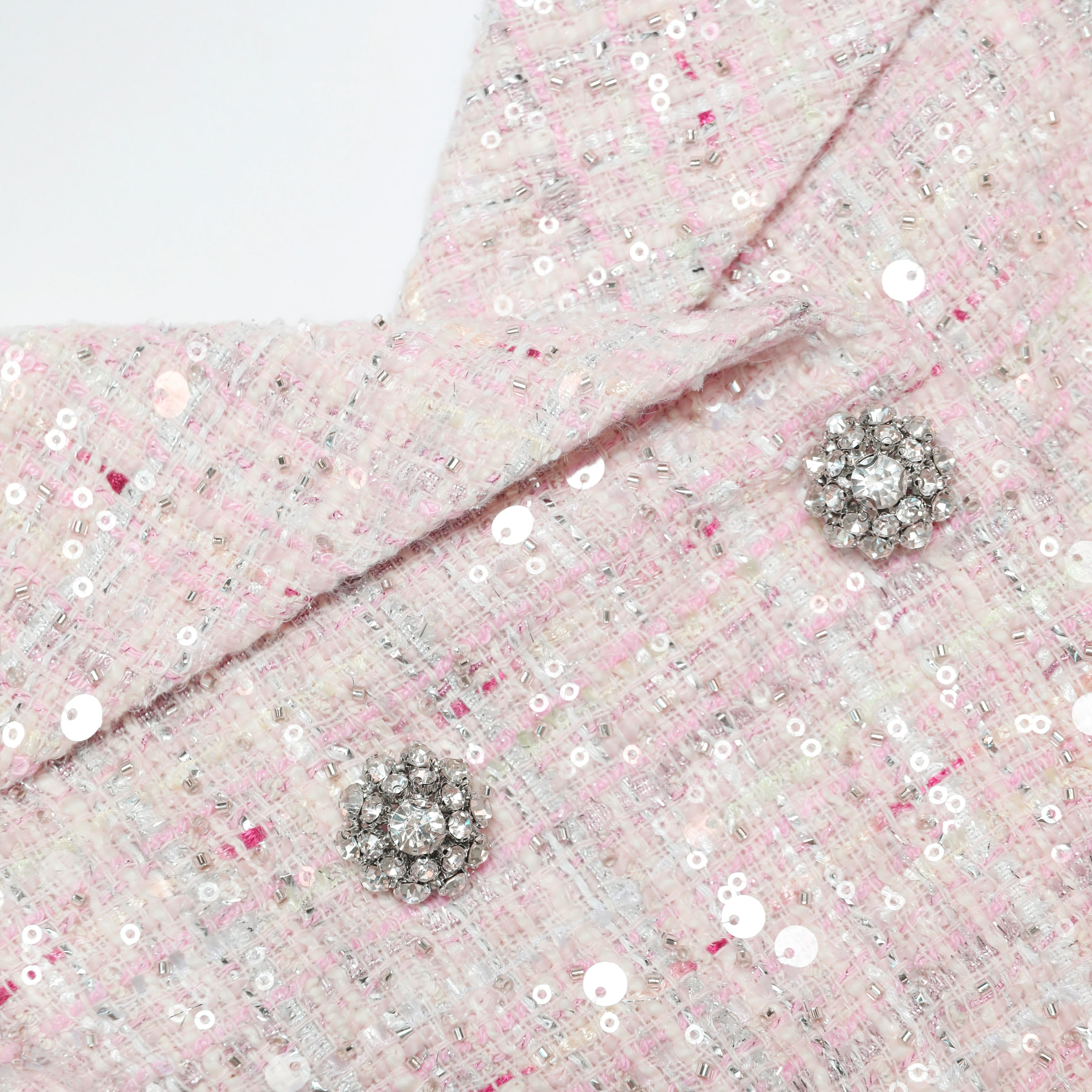 Self Portrait Sequin Boucle Maxikleid Pink Gürtel