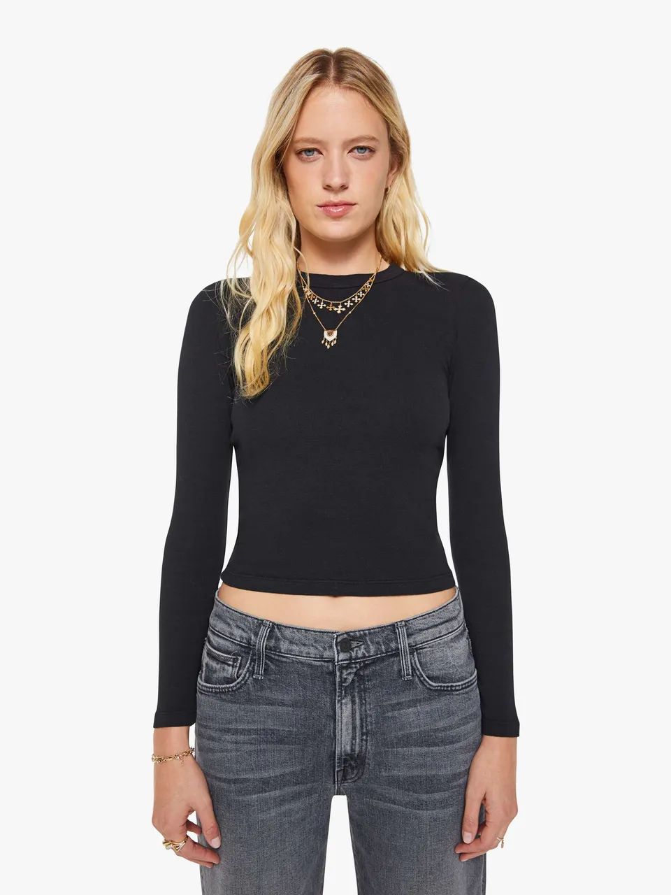Mother Itty Bitty Crop Langarmshirt schwarz XS-XL