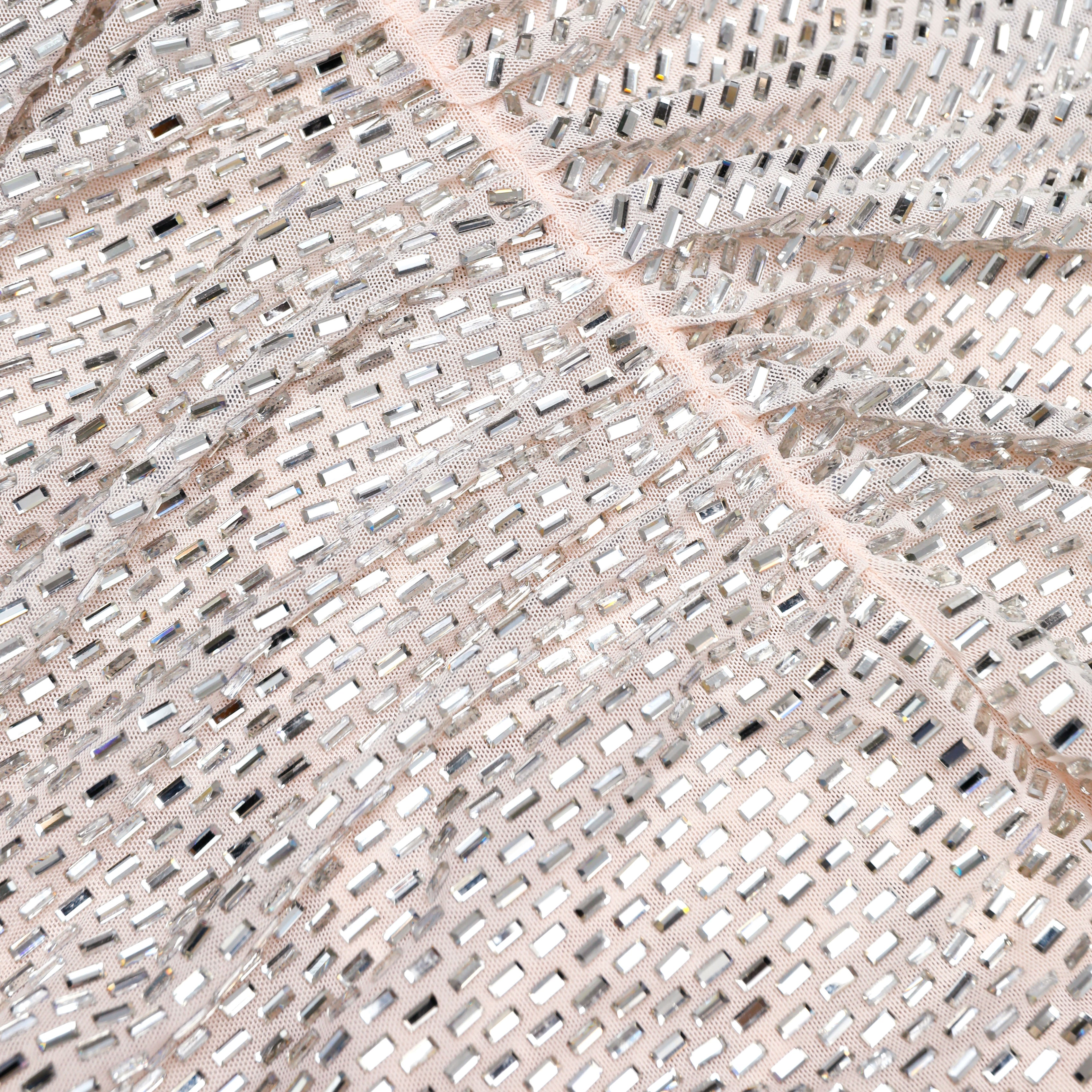 Self-Portrait Rhinestone Draped Minikleid Silber Strass