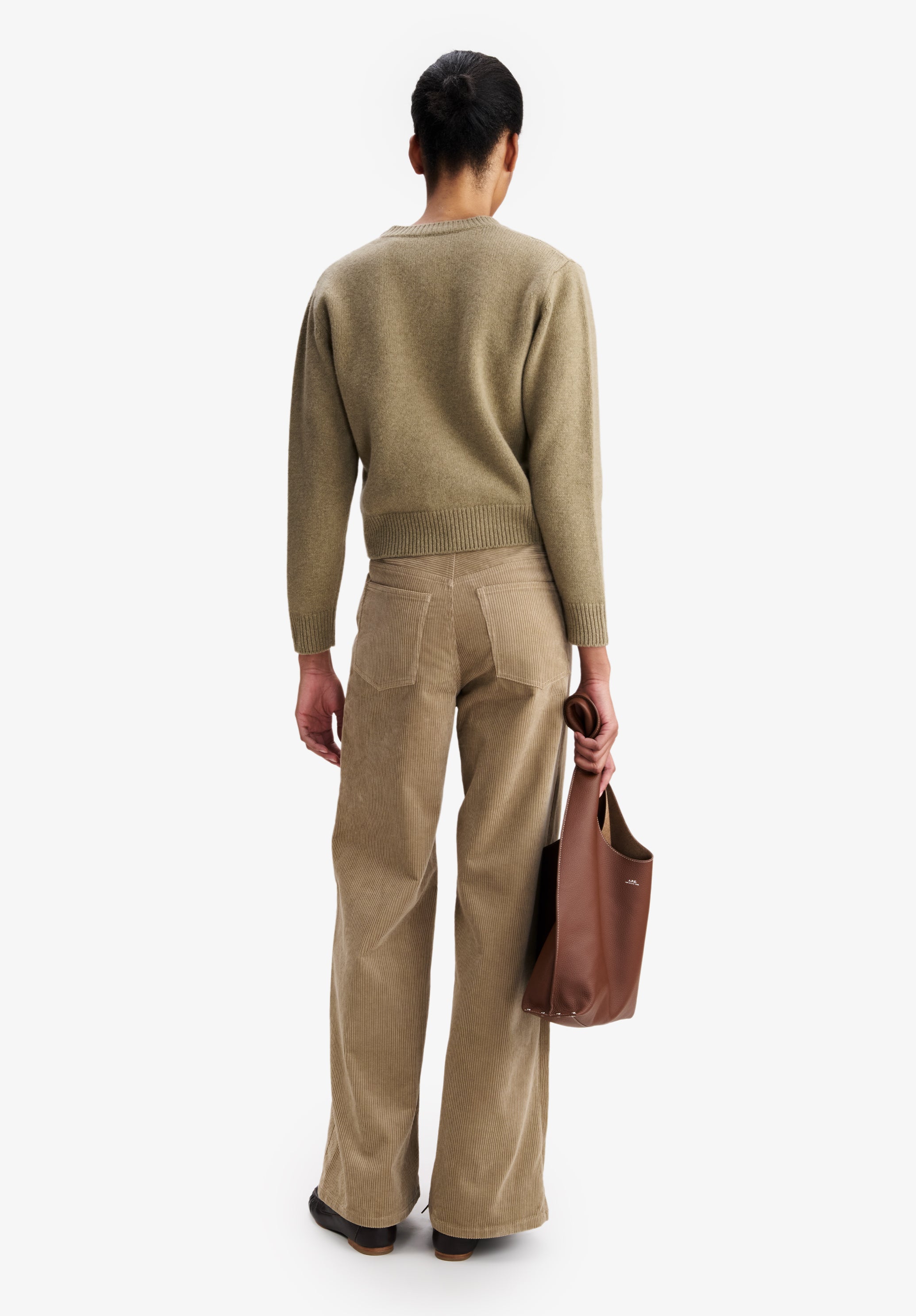 A.P.C. Boxy Wollpullover beige Rundhals M