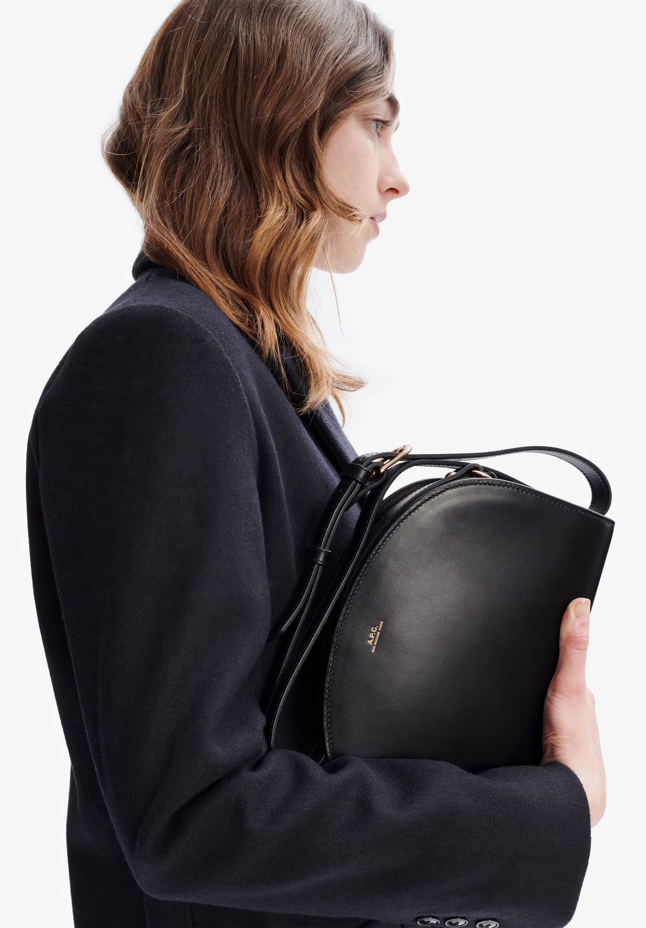 A.P.C. Demi-Lune Tasche Glattleder Handtasche Schulterriemen
