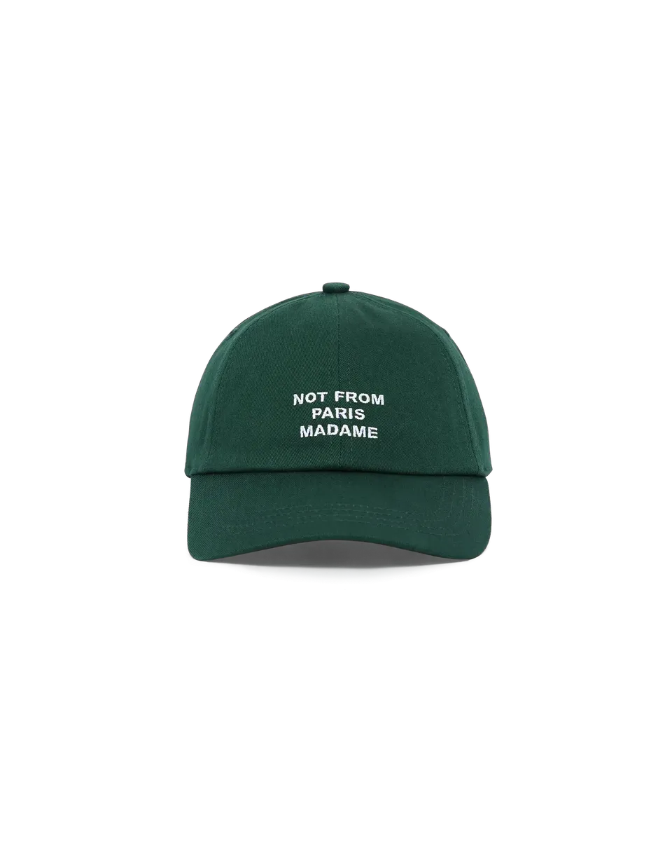 Drôle De Monsieur La Casquette Slogan Cap Dunkelgrün Baumwolle