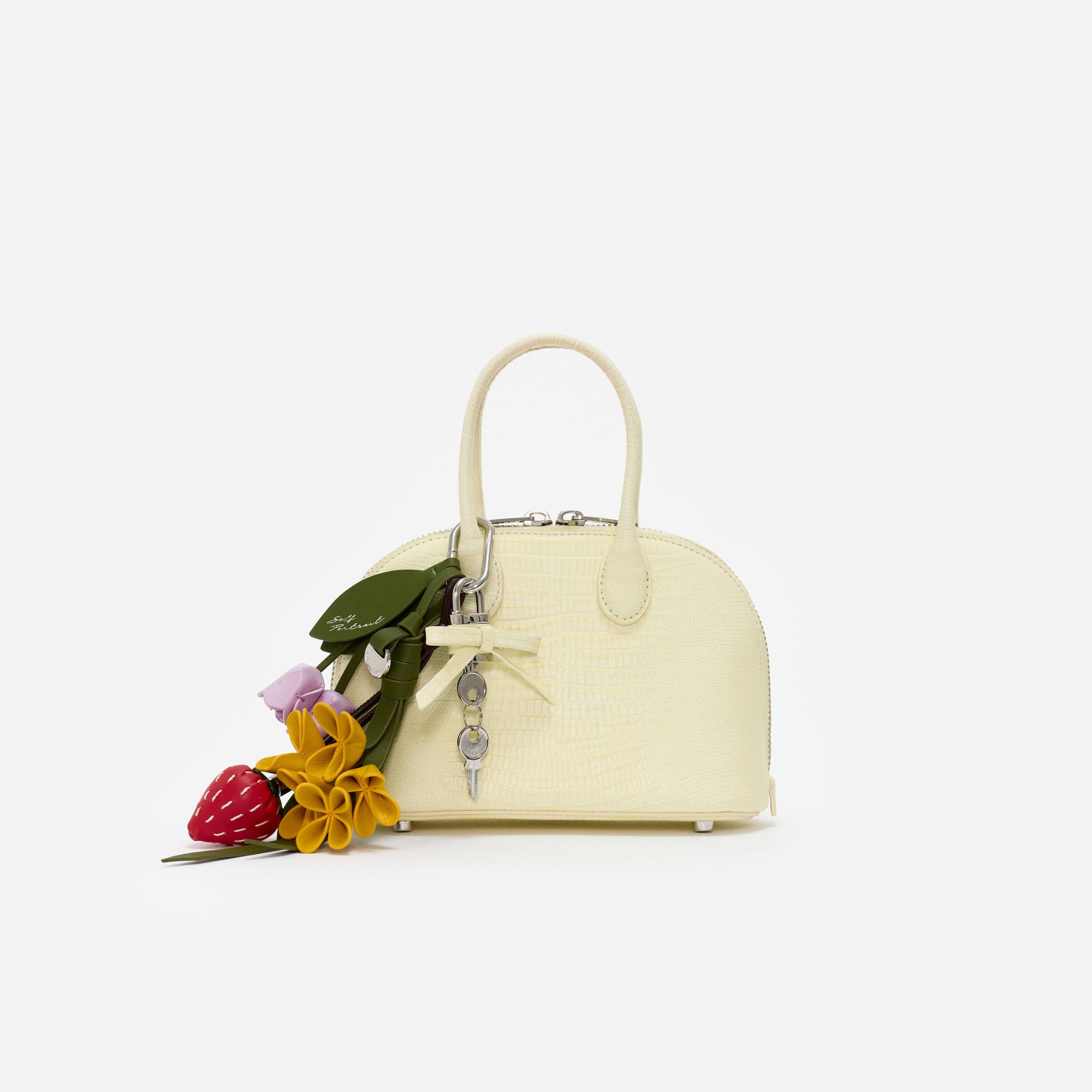 Self Portrait Embossed Leather Yellow Mini Bag Tasche Gelb