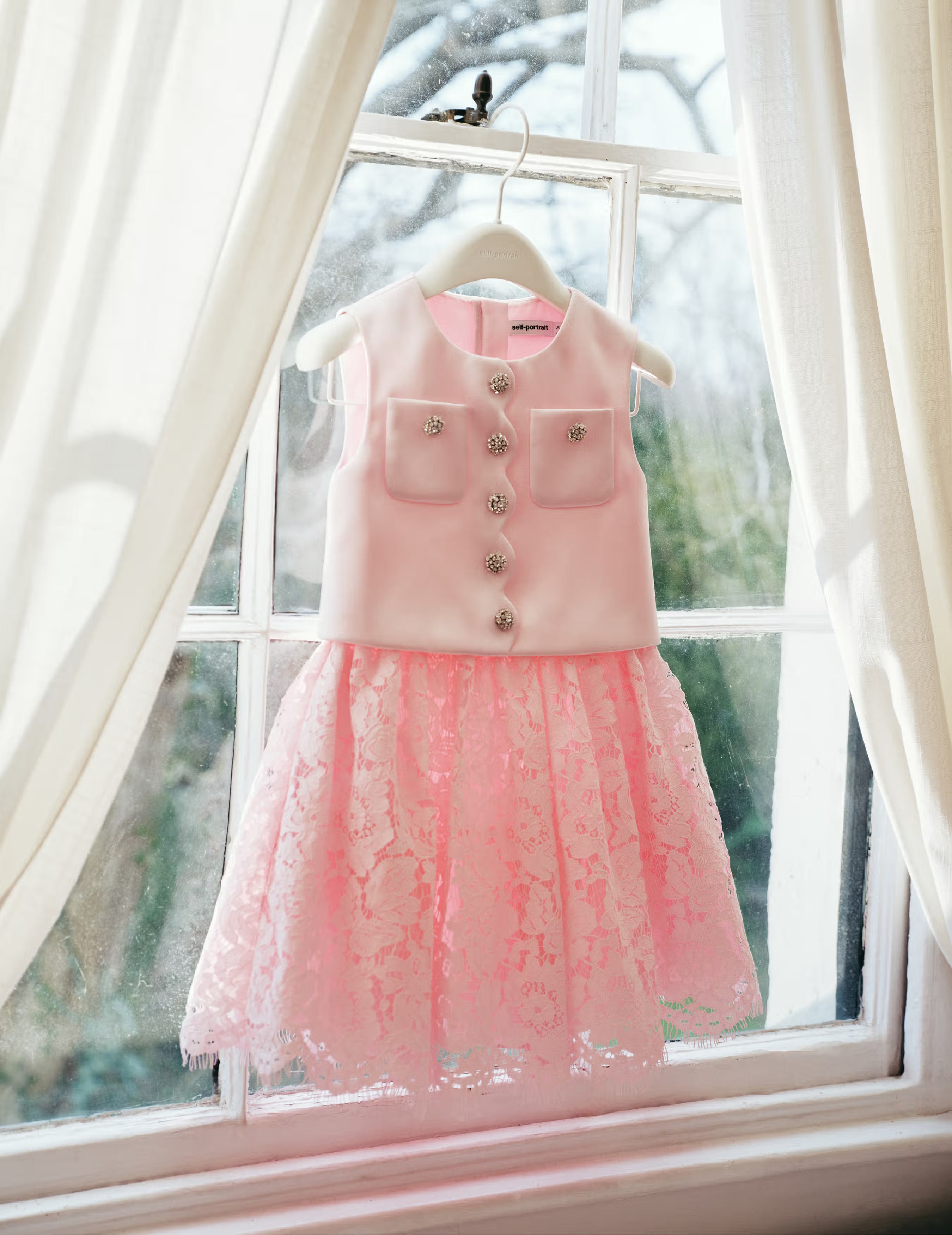 Self Portrait Satin Lace Kinderkleid Rosa Gr. 7/8