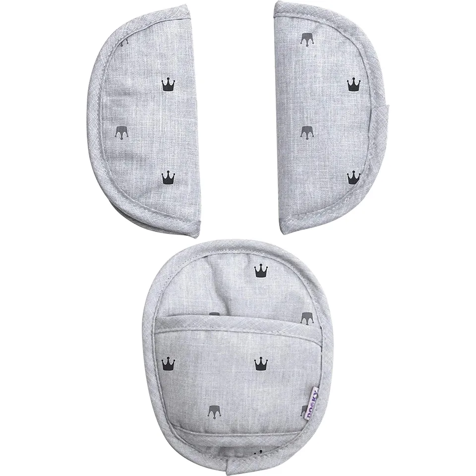 Dooky Universal Pads Gurtpolster Crowns Grau 3er Set