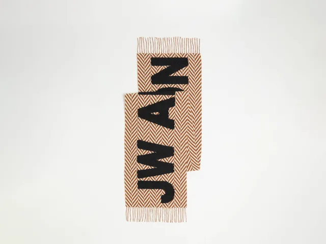 J.W.Anderson Herringbone Logo Schal Brown White Chevron