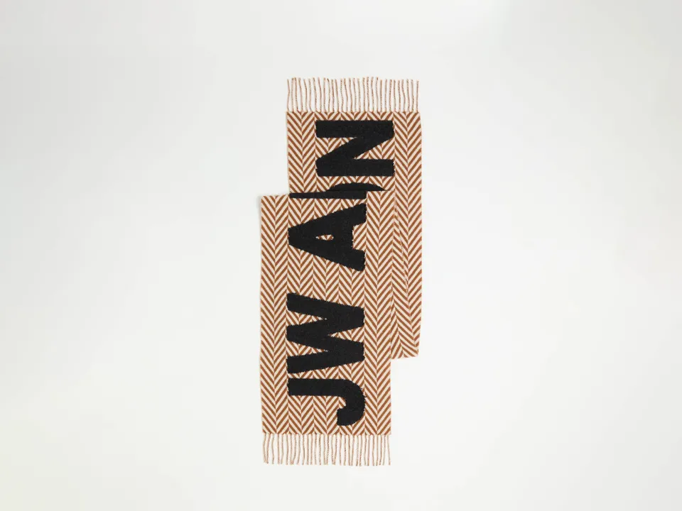 J.W.Anderson Herringbone Logo Schal Brown White Chevron