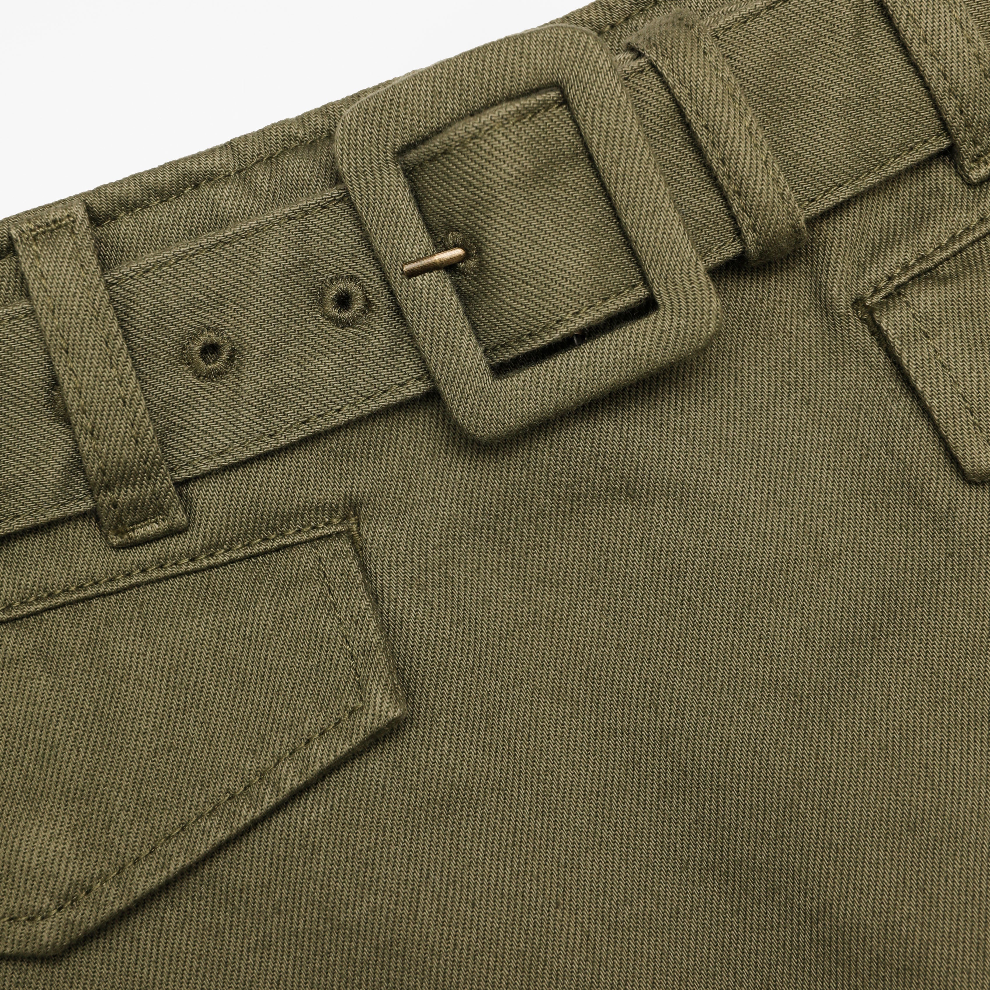 Self Portrait Khaki Denim Utility Hosenrock Khaki UK 8
