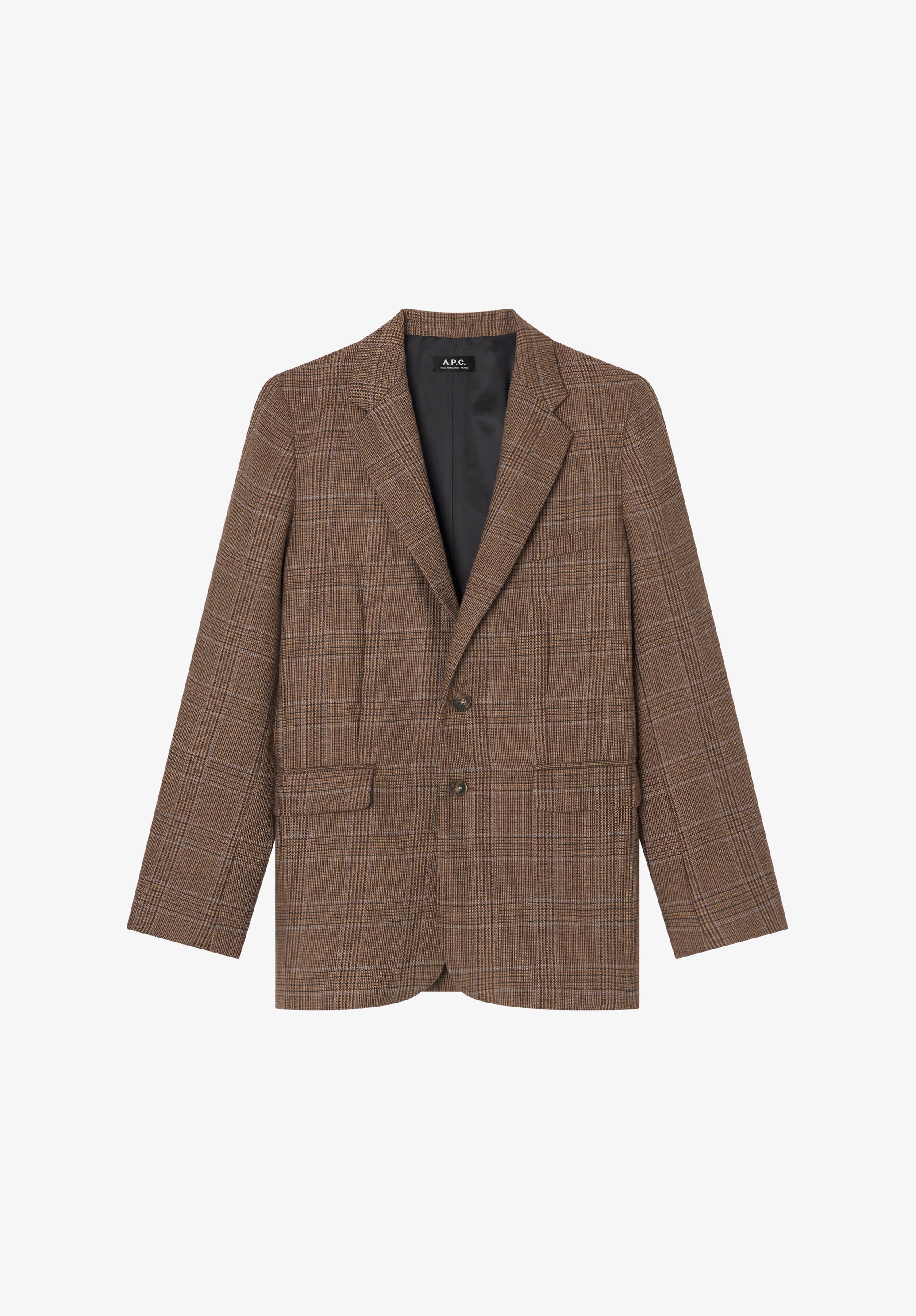 A.P.C. Braune karierte Wolljacke Damen Gr. 38
