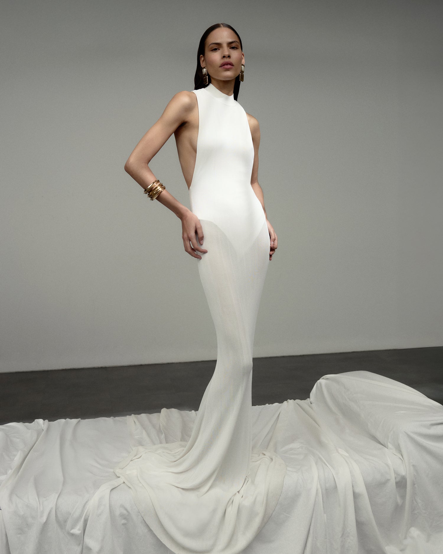 Self Portrait Dresses White Racer Viscose Maxi Kleid Weiß